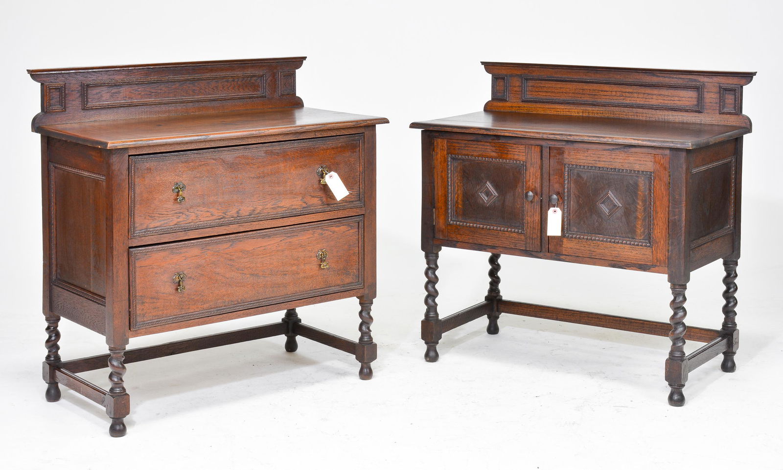 British Barley Twist Oak Chest & 2 Door Hall Cabinet (1 of 5)