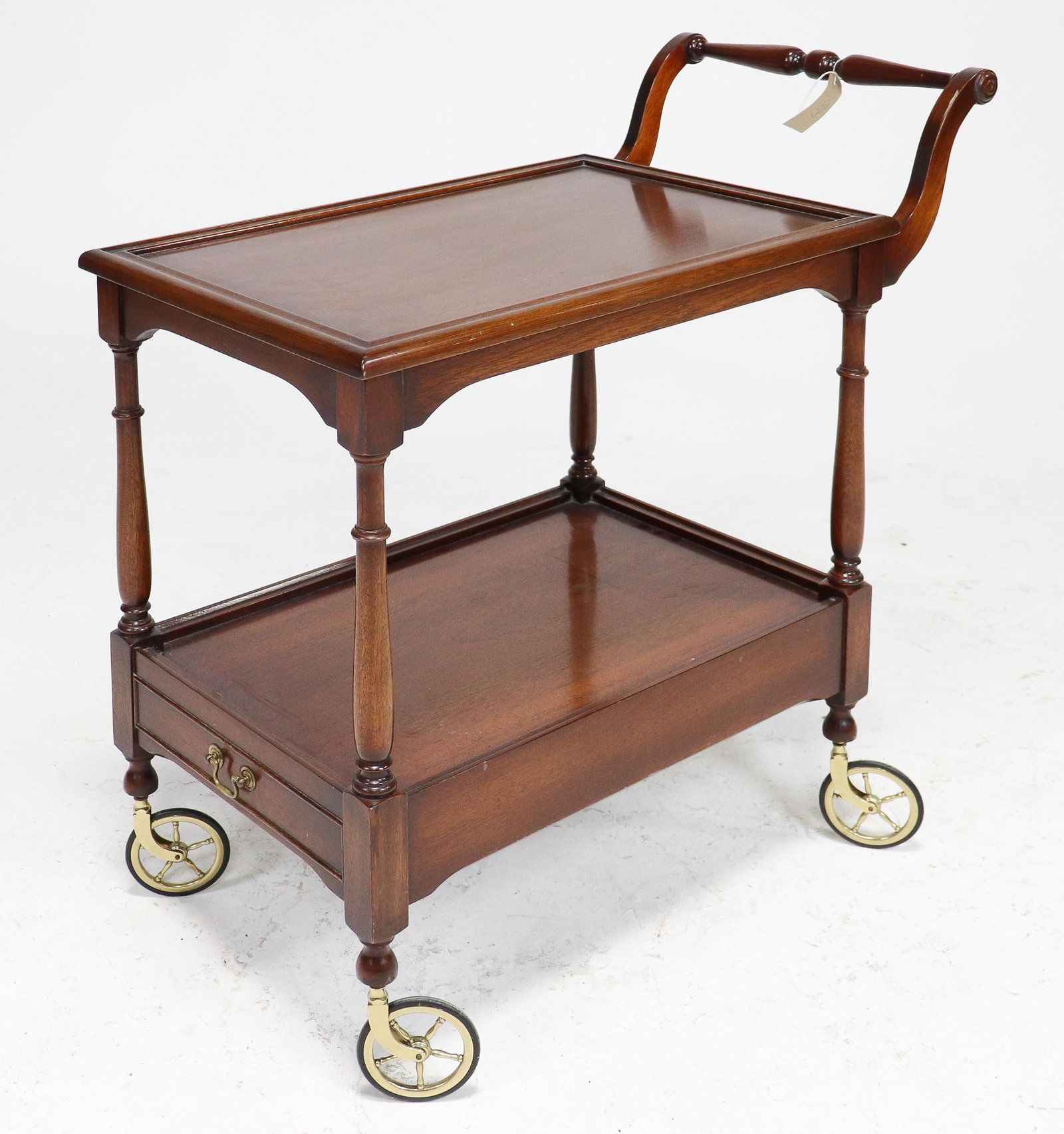 Oak Cocktail Cart with Lift Off Tray & Drawer: Oak Cocktail Cart with Lift Off Tray & Drawer - 33 in tall x 33 x 19