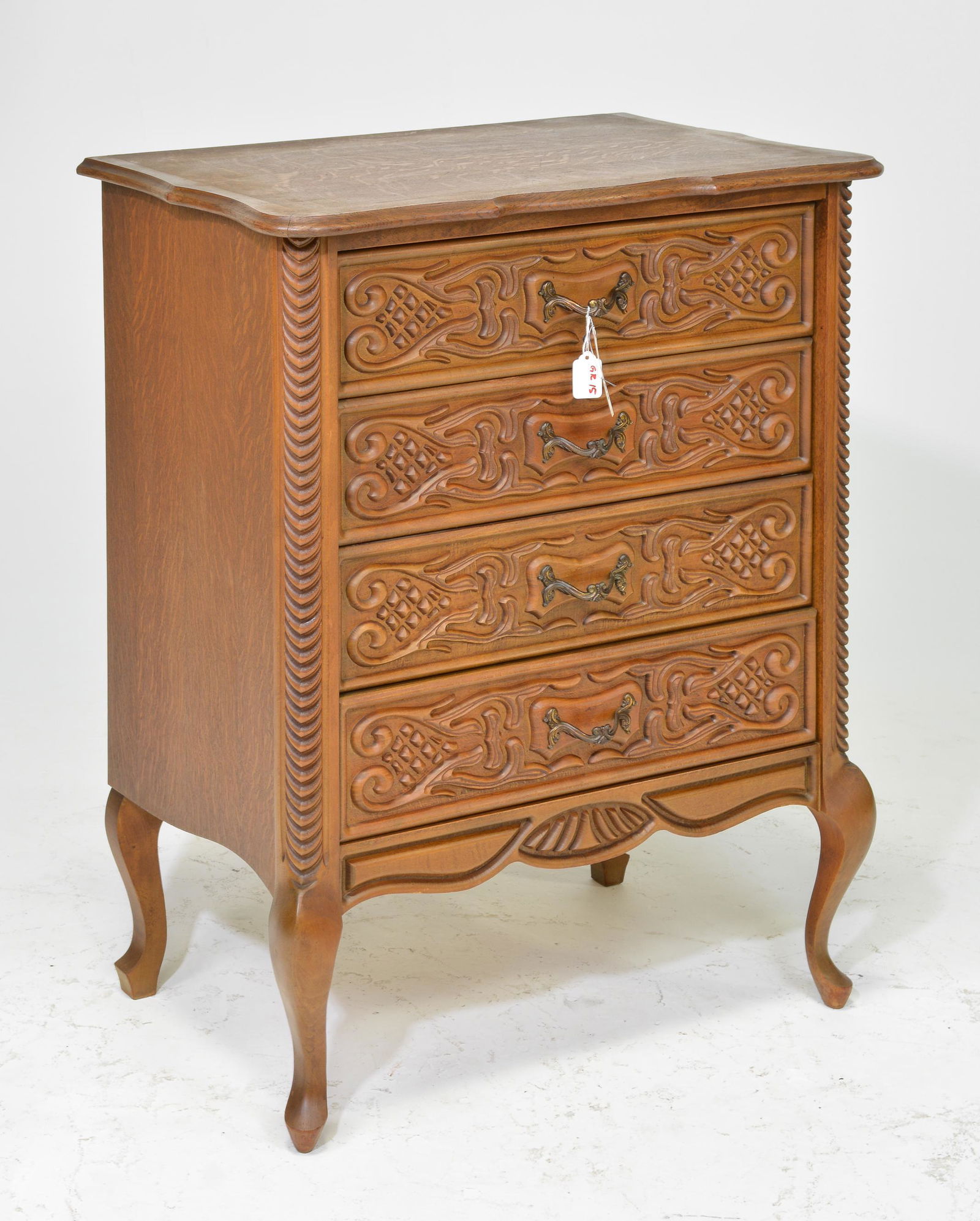 French Carved Oak 4 Drawer Chest (1 of 3)