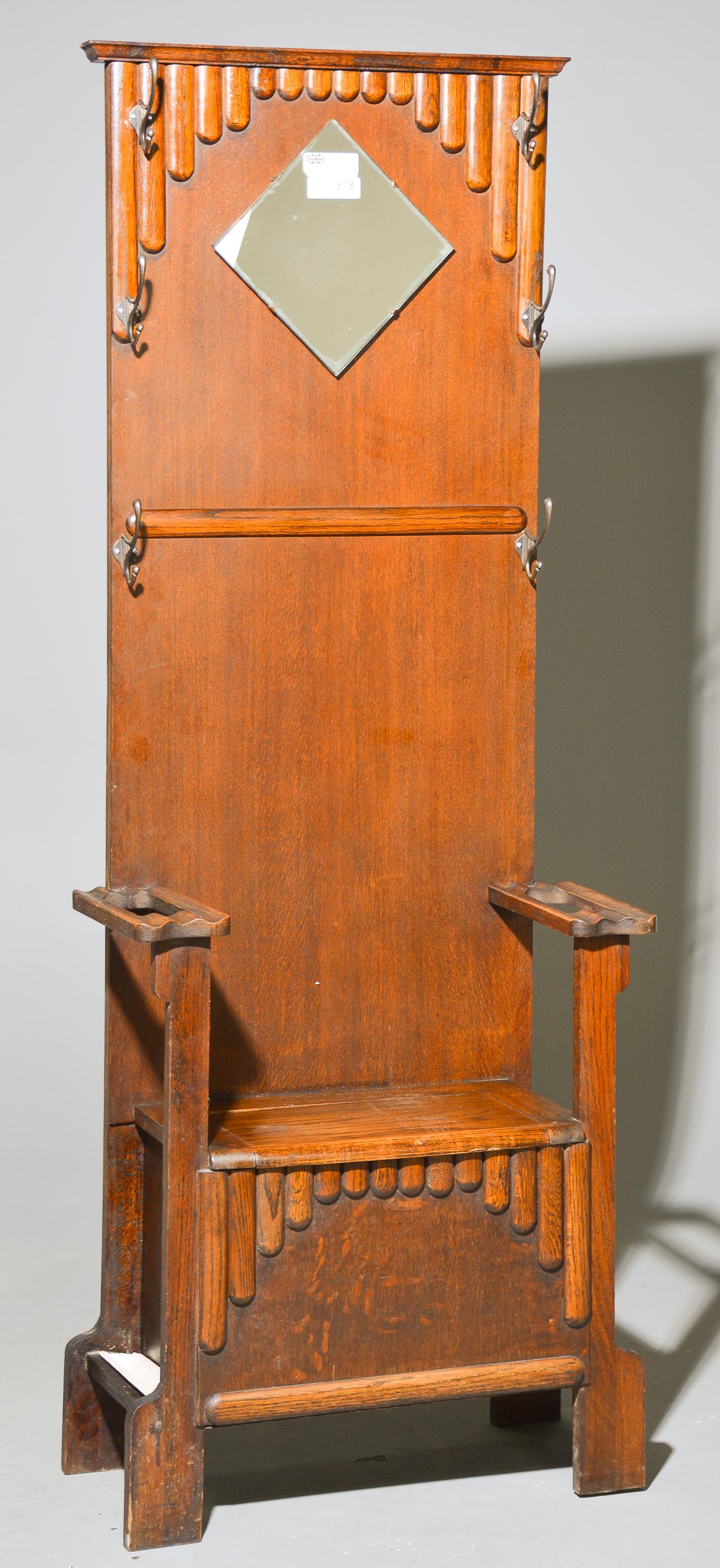 British Mirror Back Hall Seat  / Stand with Hooks (1 of 6)