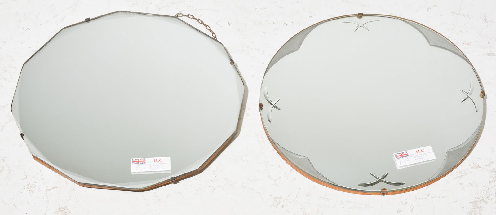 2 English Round Beveled Mirrors (1 of 4)