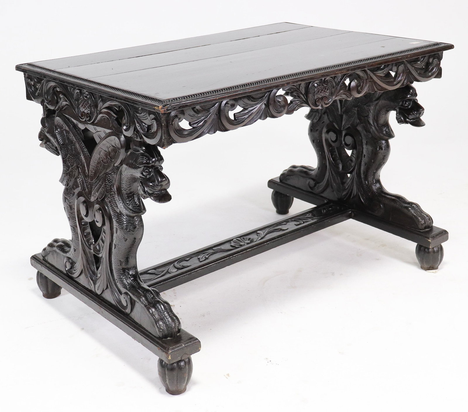French Style Carved Ebonized Table (1 of 6)