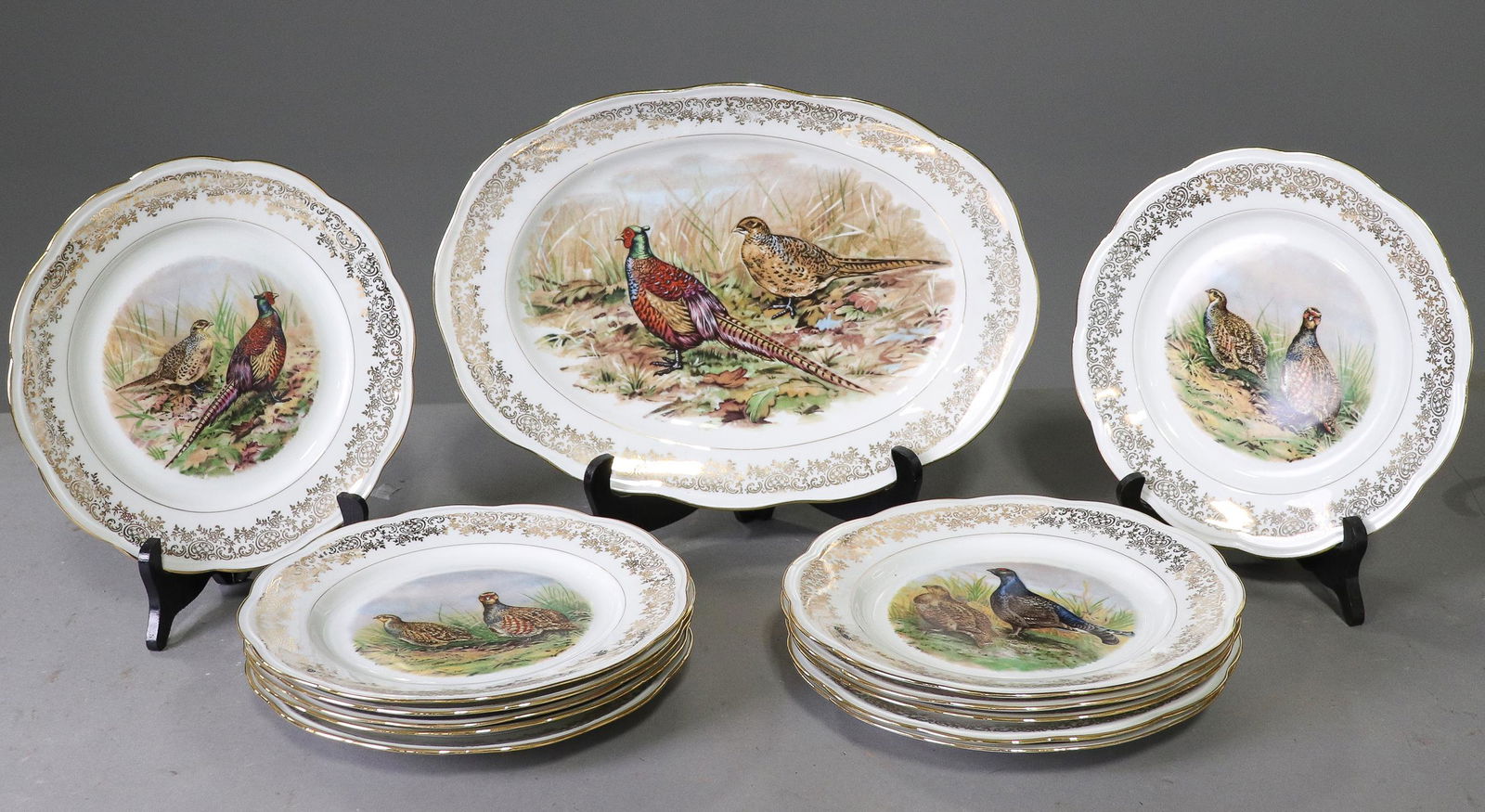13pc French Hunt Scene Plate Set (1 of 5)