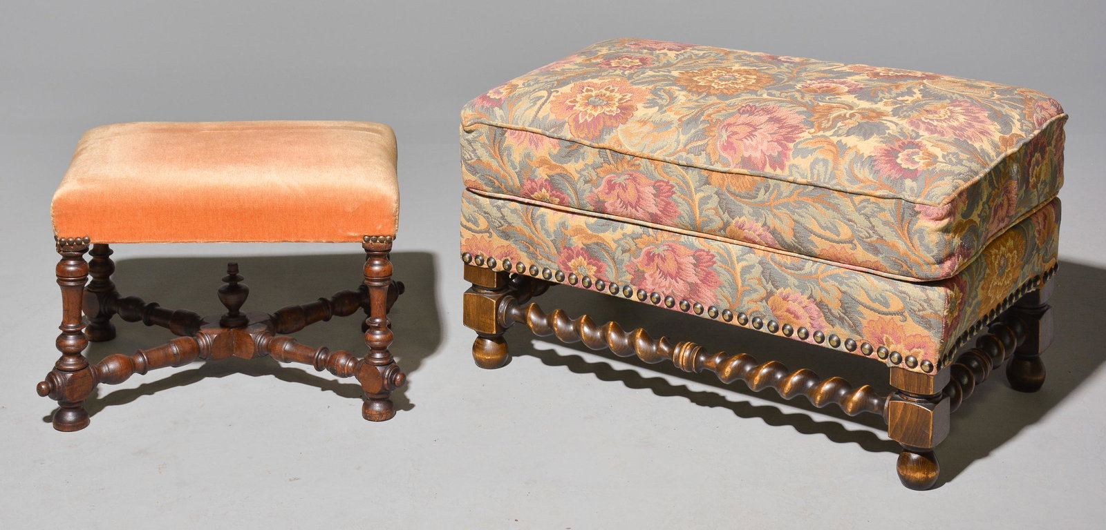 Louis XIII Style Barley Twist Stool & Small Stool (1 of 3)