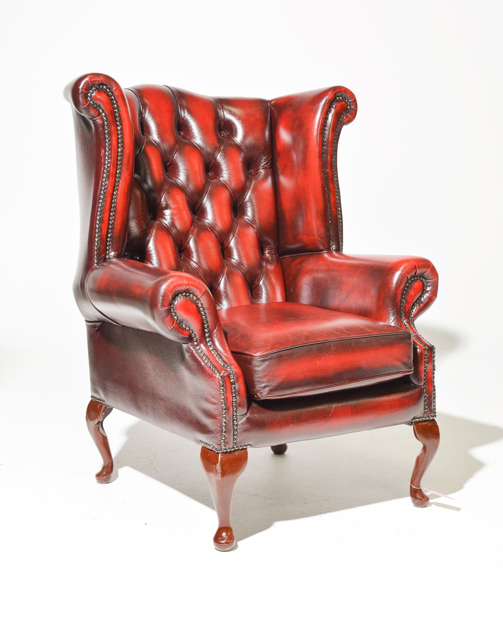 Oxblood Red Leather Chesterfield Wing Back Arm Chair (1 of 6)