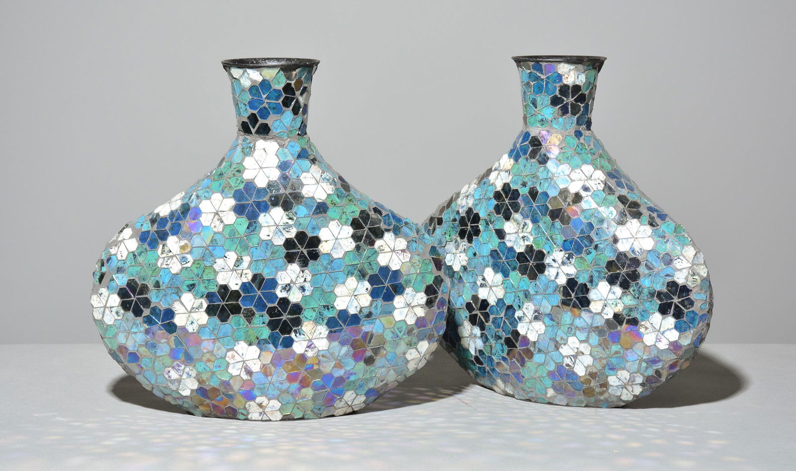 Pair of Blue Mosaic Vases (1 of 3)