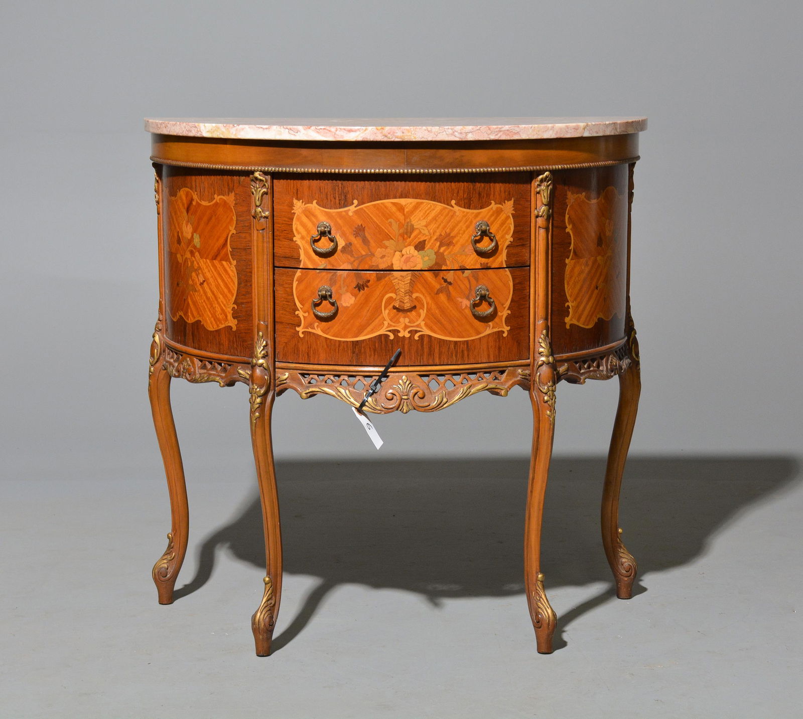 Louis XV Style Marble Top Half Moon Hall Cabinet (1 of 4)