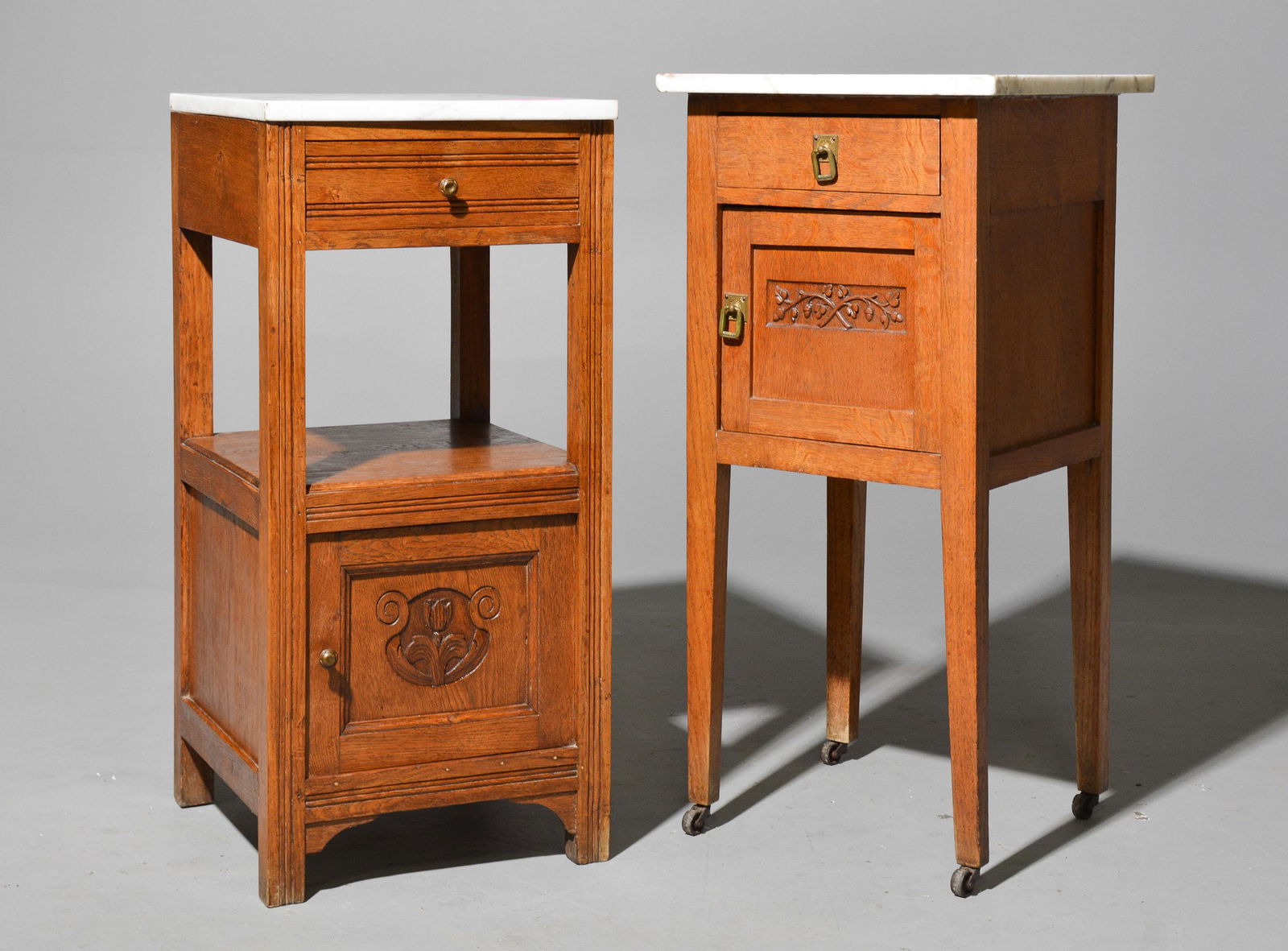 2 French White Marble Top Nightstands / Pot Cupboards (1 of 4)