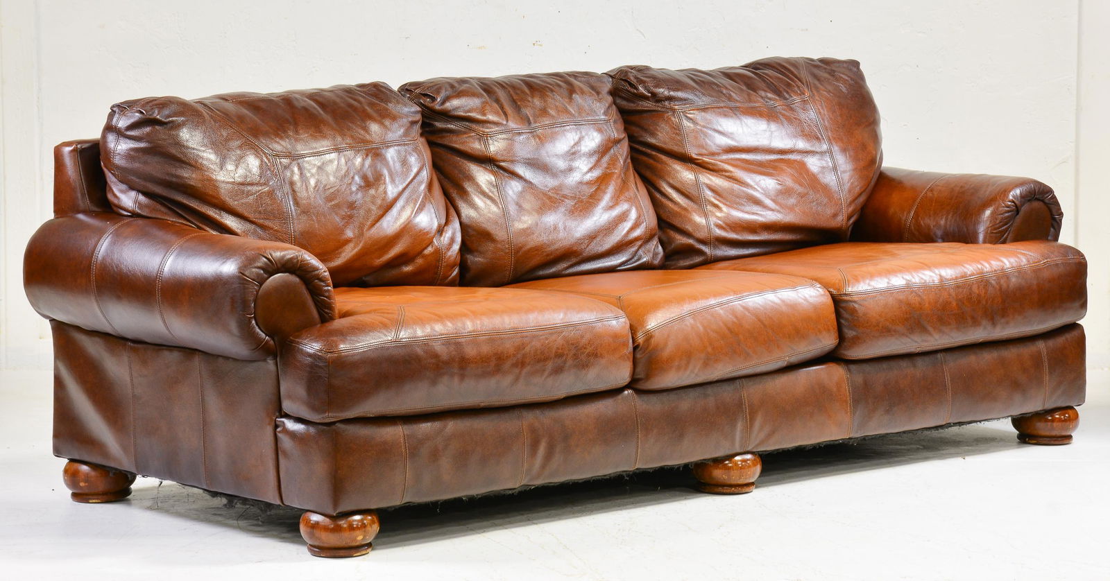 Large Brown Leather Sofa (1 of 5)