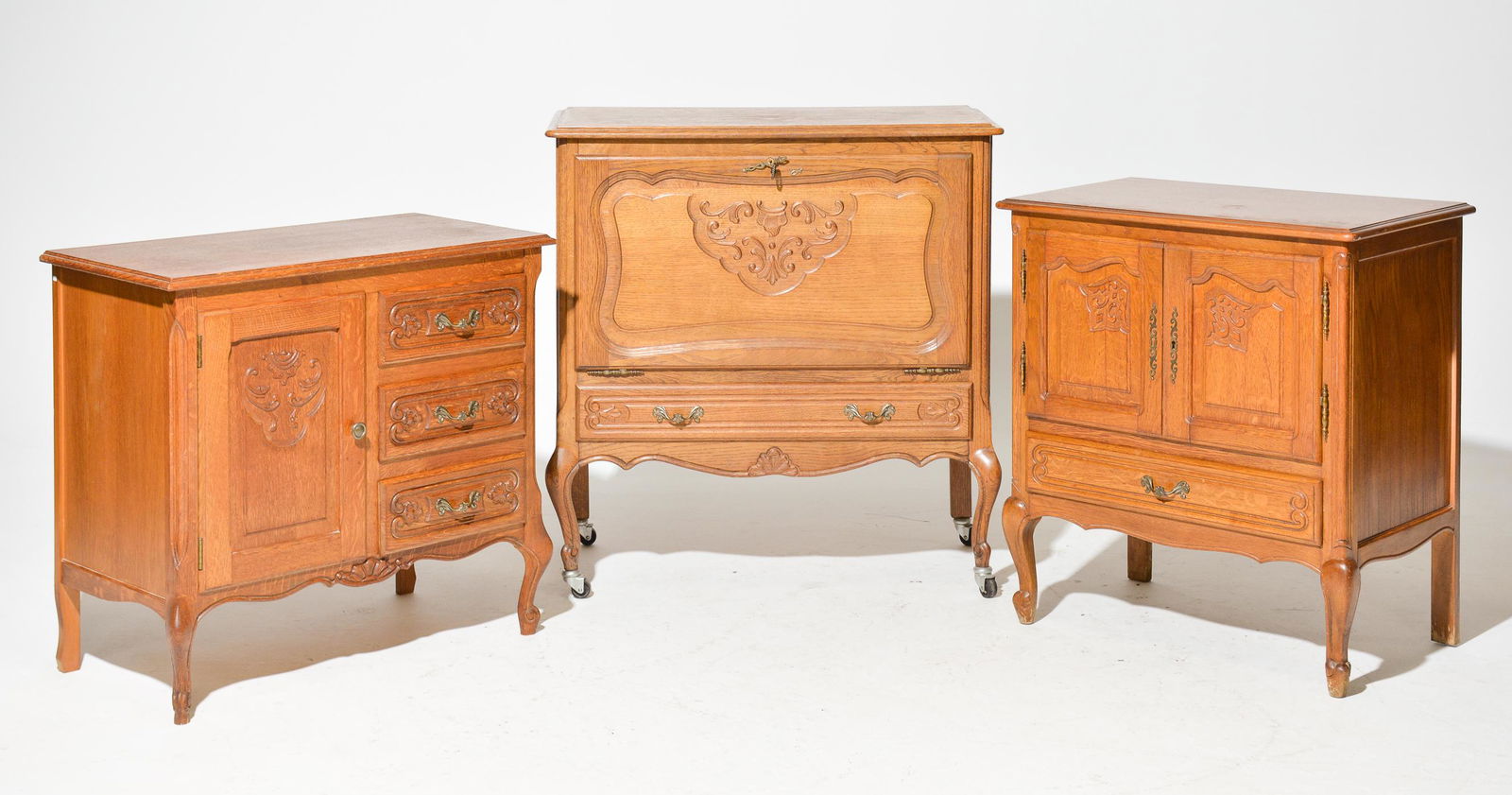 3 Louis XV Style Oak Occasional Cabinets (1 of 1)
