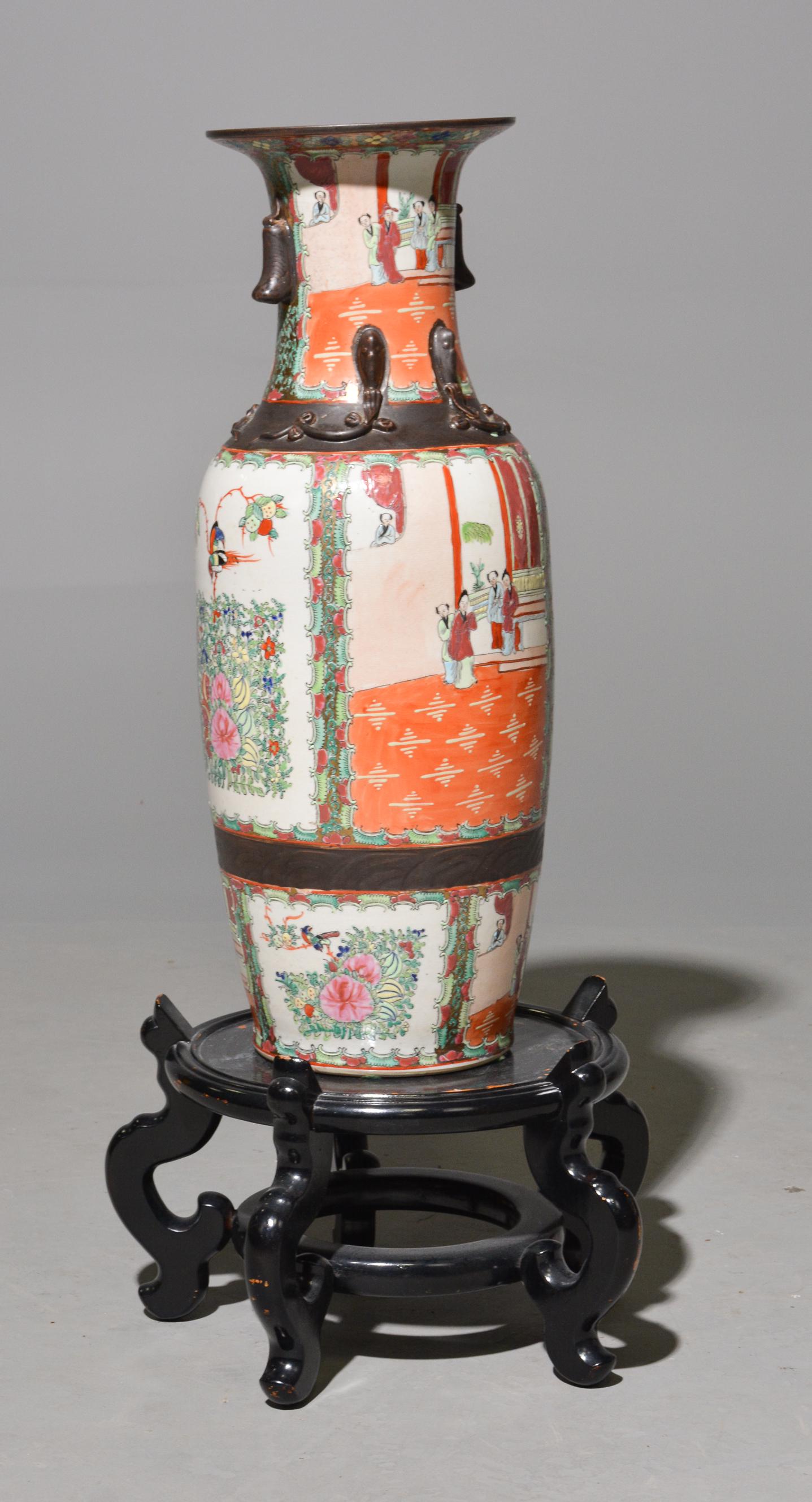 Tall Asian Porcelain Vase with Ormolu on Stand (1 of 3)