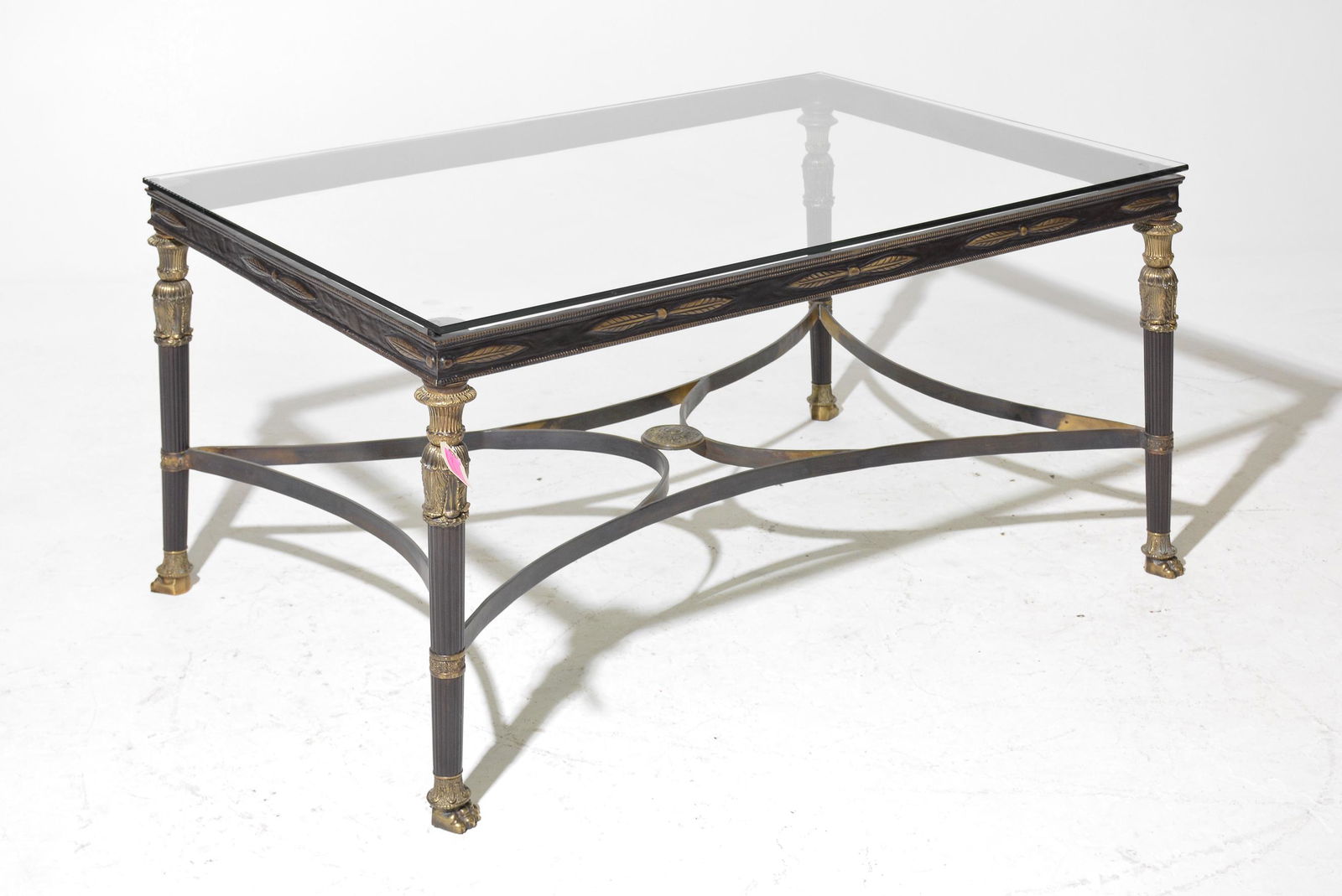 Large Two Tier Glass Top Coffee Table with Metal Base (1 of 3)