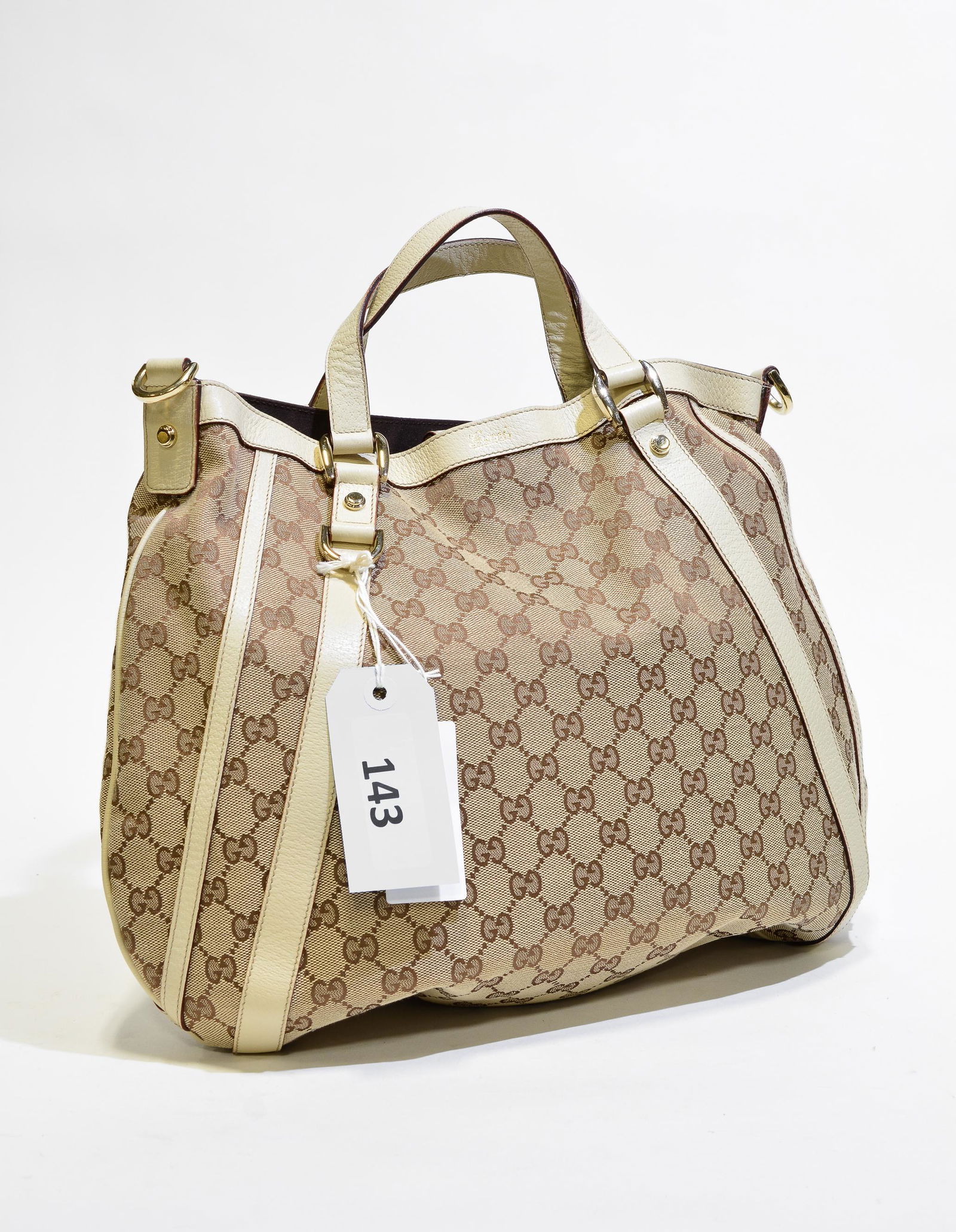 Gucci Abbey Hobo in Ivory Leather Monogrammed Canvas (1 of 4)