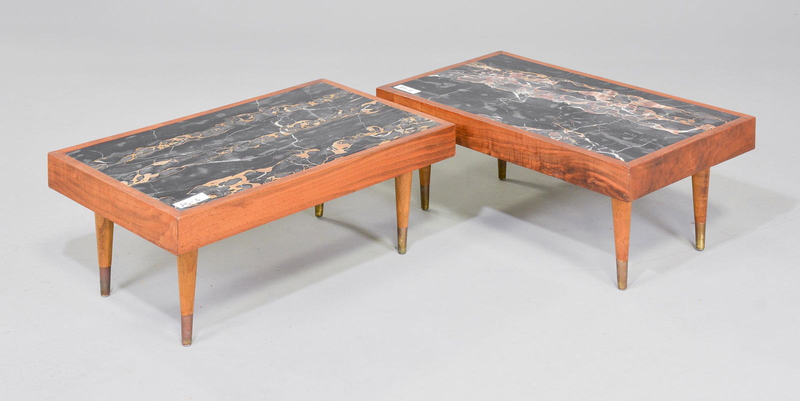 2 Small Low Stone Top Mid Century Modern Tables (1 of 3)