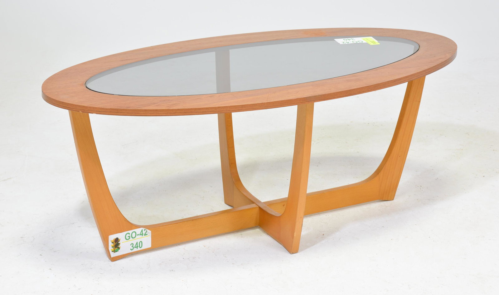 Mid Century Modern Oval Glass Top Coffee Table (1 of 3)
