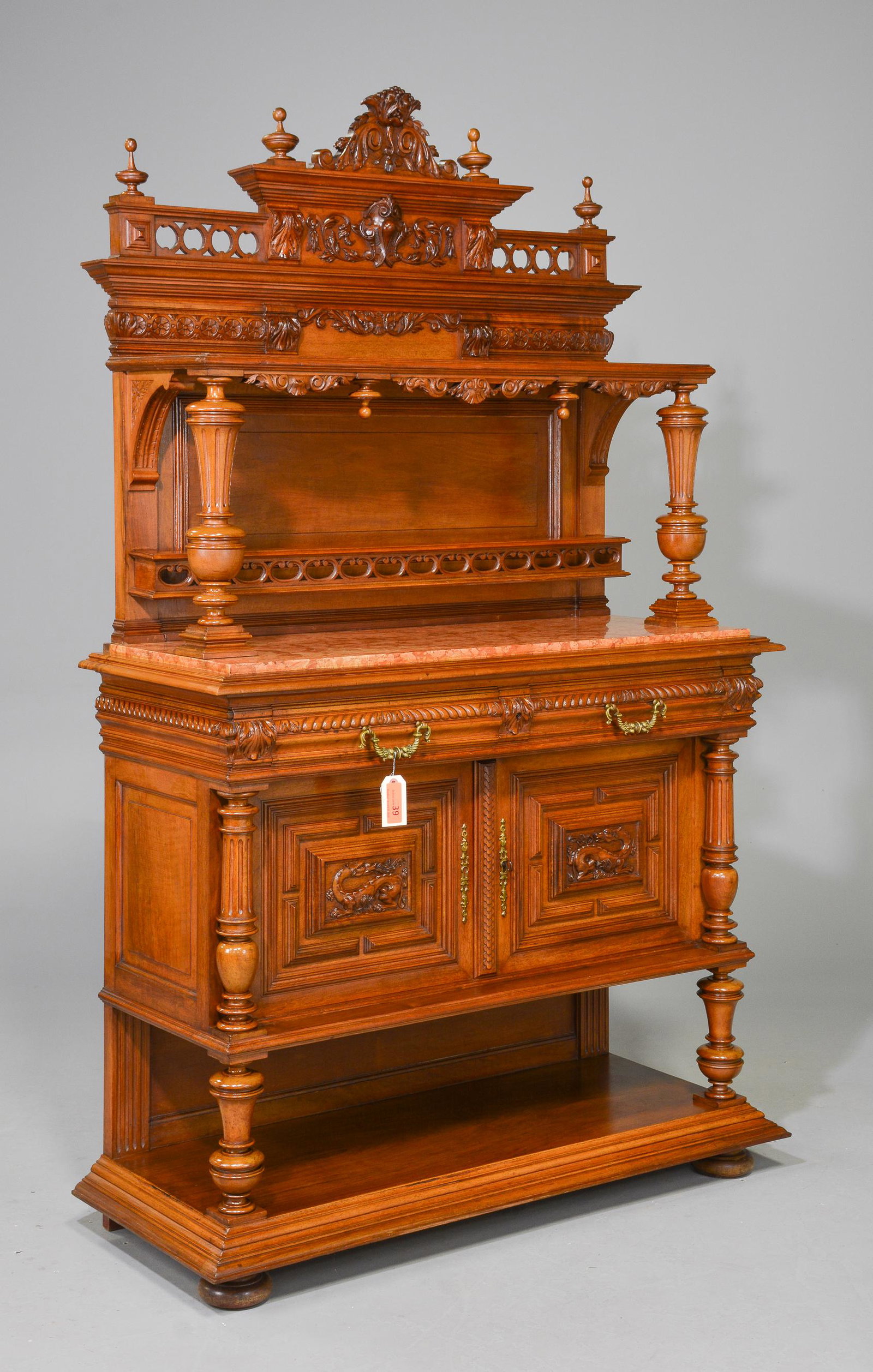 Henri II Style Marble Top Server / Buffet (1 of 7)