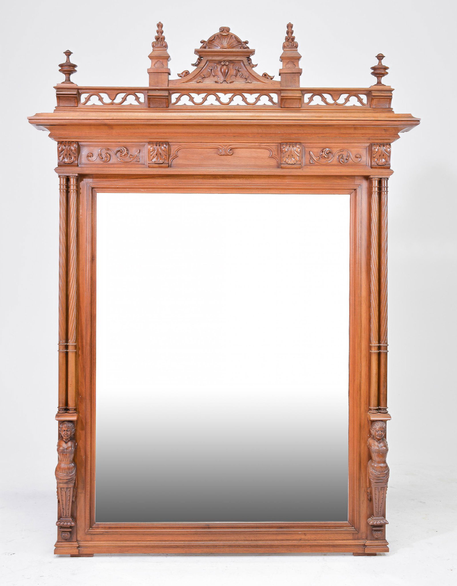 Renaissance Style Large Figural Carved Mirror (1 of 5)