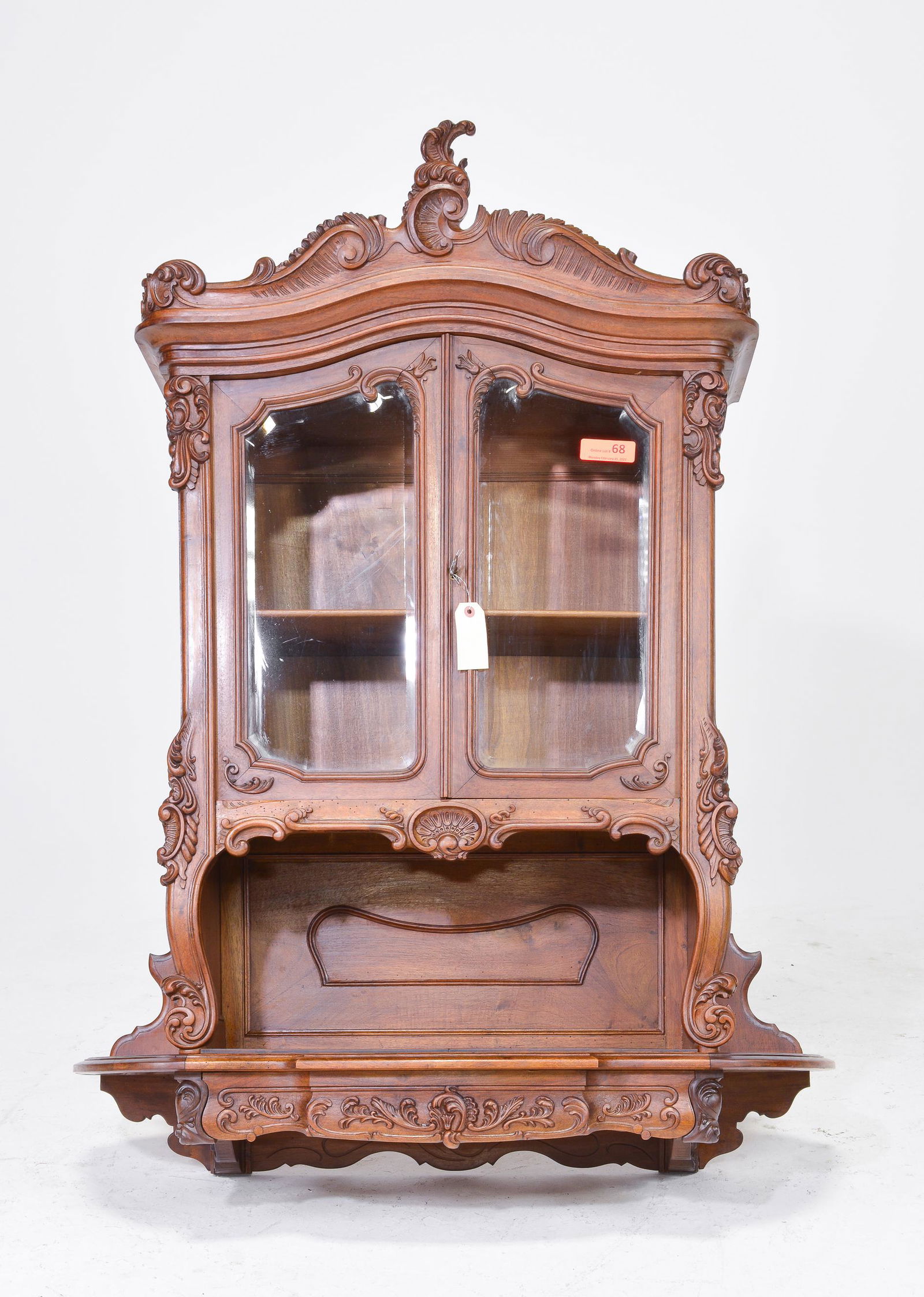 Louis XV Style Carved Wall Vitrine / Cabinet (1 of 8)