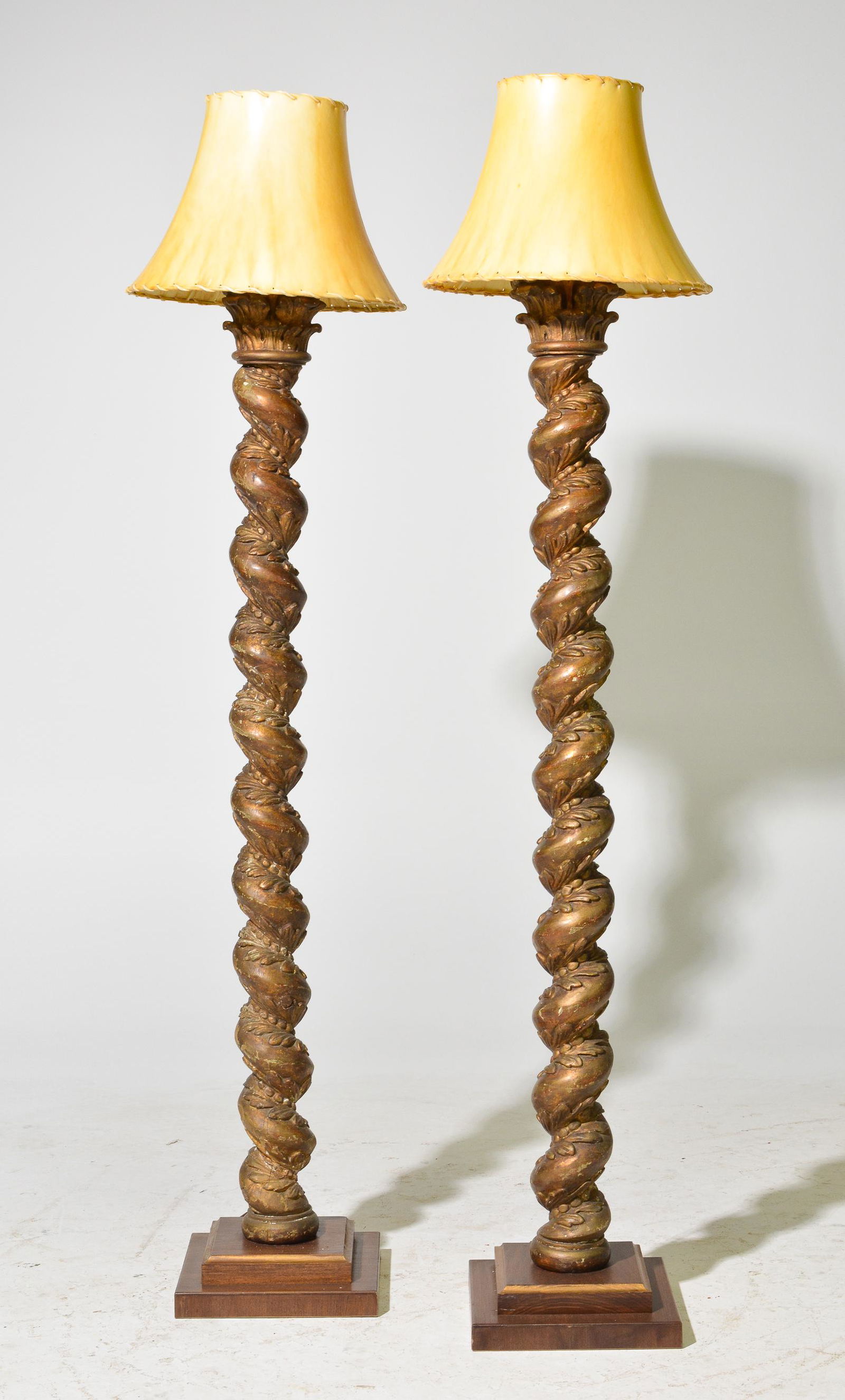 2 Gilt French Style Twisted Column Floor Lamps (1 of 6)