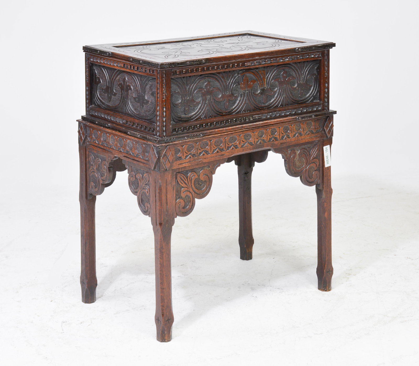 British Heavily Carved Oak Bible Box on Stand (1 of 5)