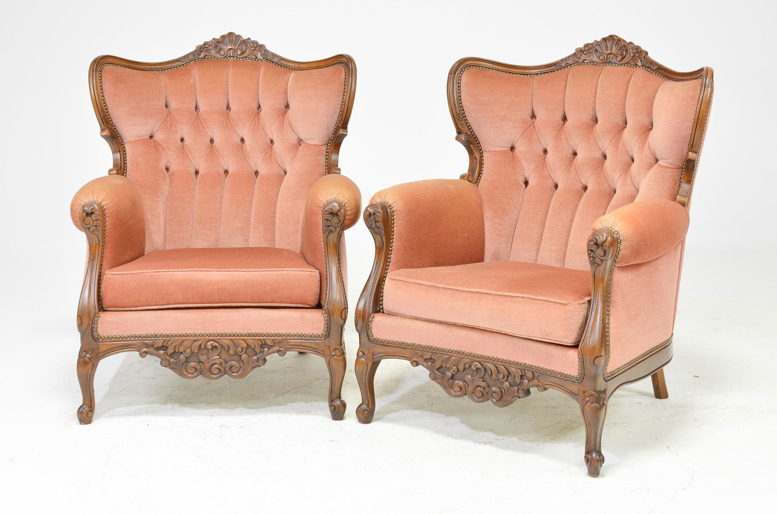 Louis XV Style Pair of Large Wing Back Chairs (1 of 4)