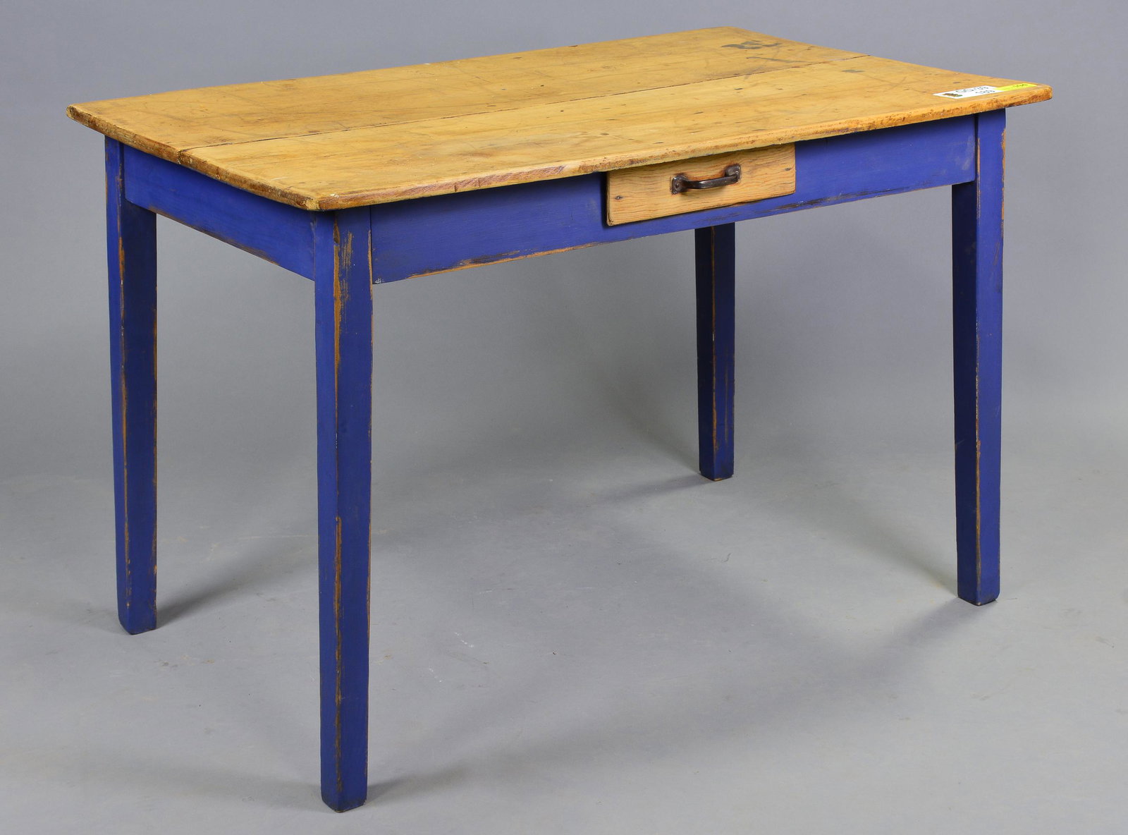 British Pine Painted Base Table with Drawer (1 of 3)