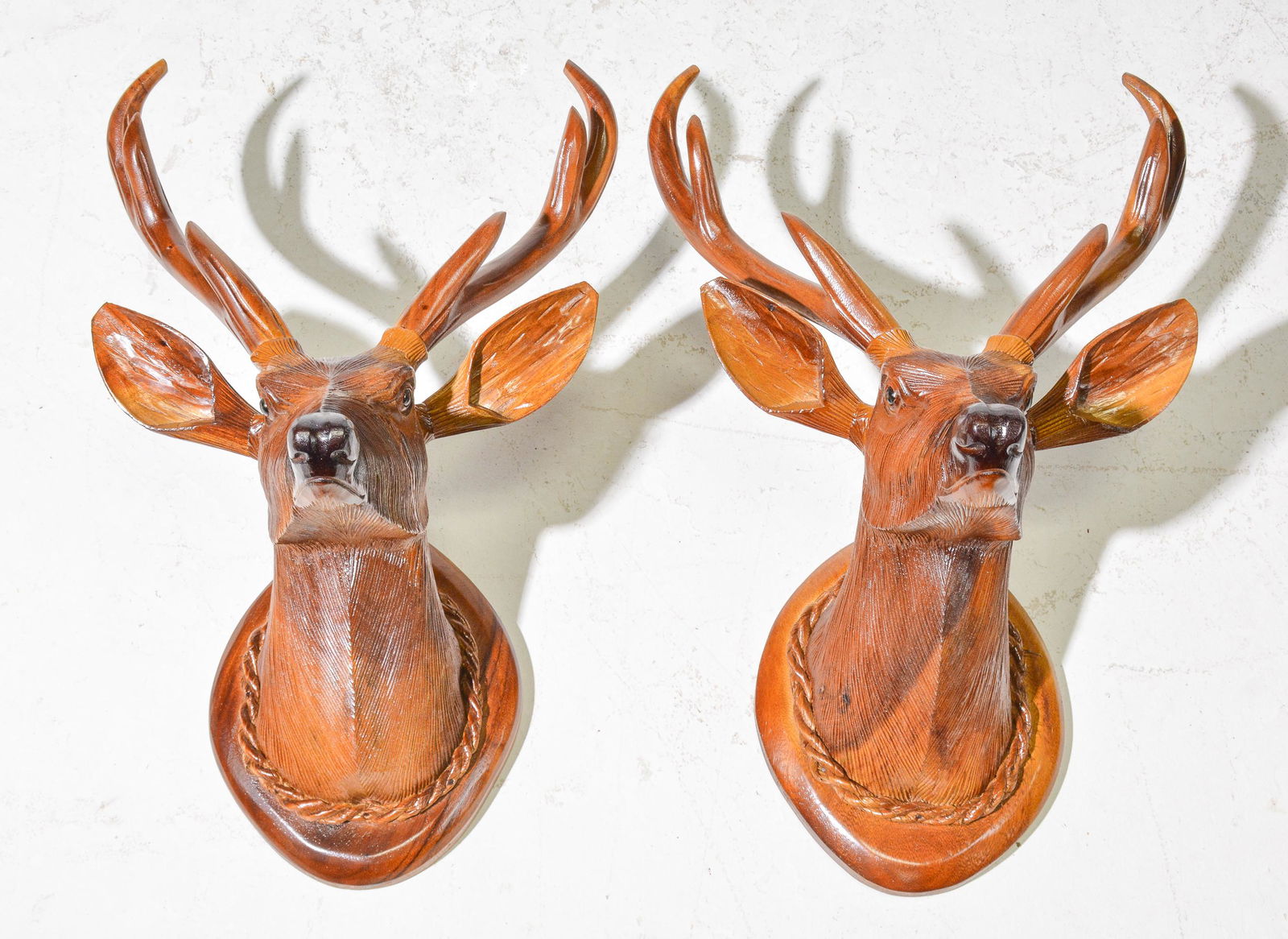 New Item, 2 Carved Wood Deer / Stag Heads (1 of 4)