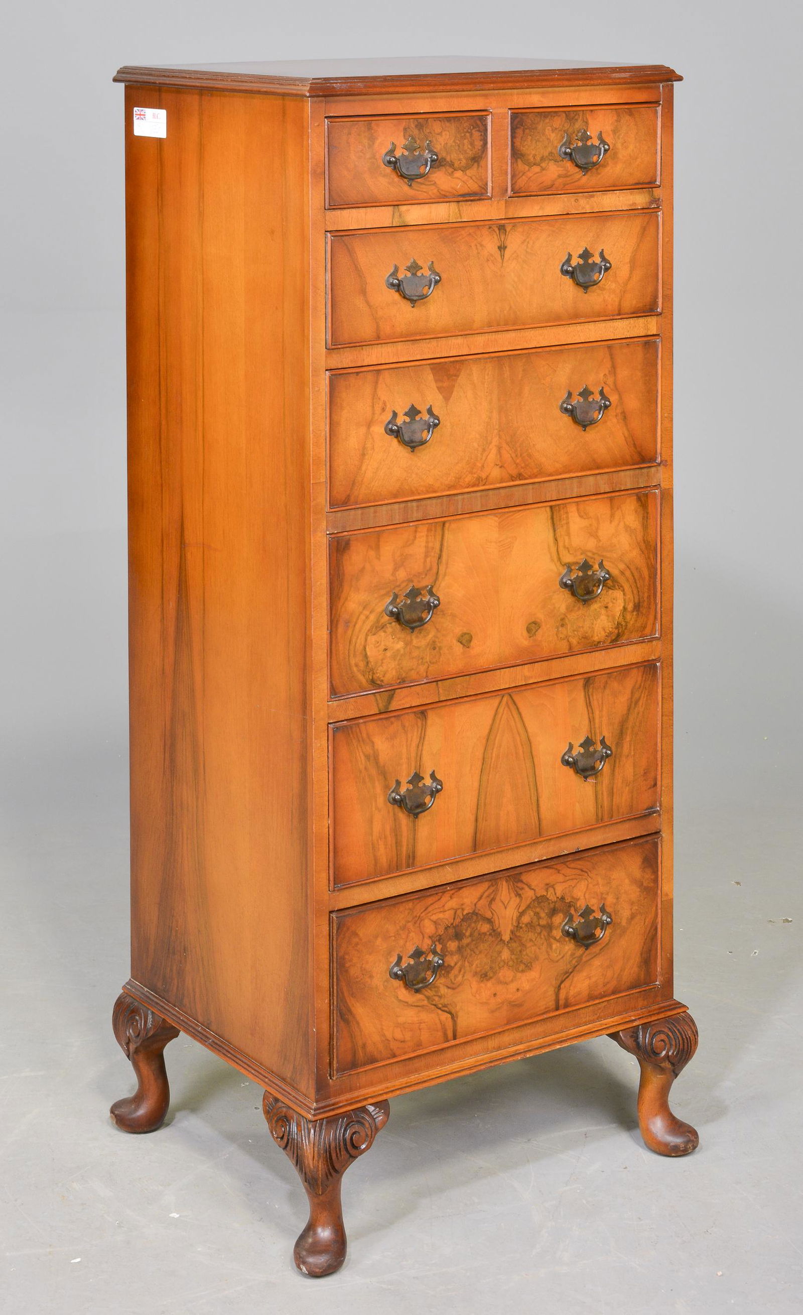 British Queen Anne Style Walnut Tall Chest (1 of 6)