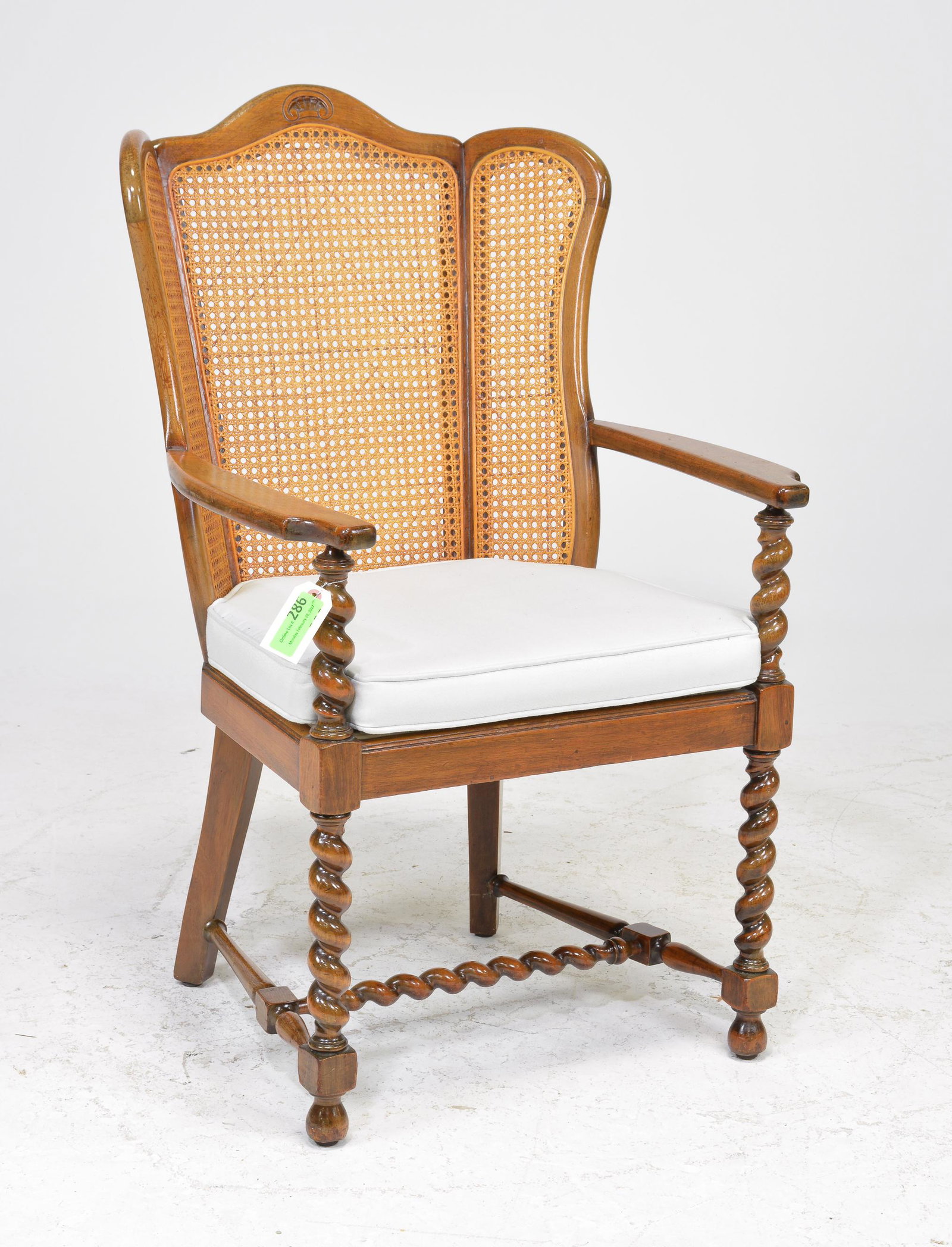 Barley Twist Arm Chair with Cane Back: Barley Twist Arm Chair with Cane Back - 40 in tall x 25 x 22