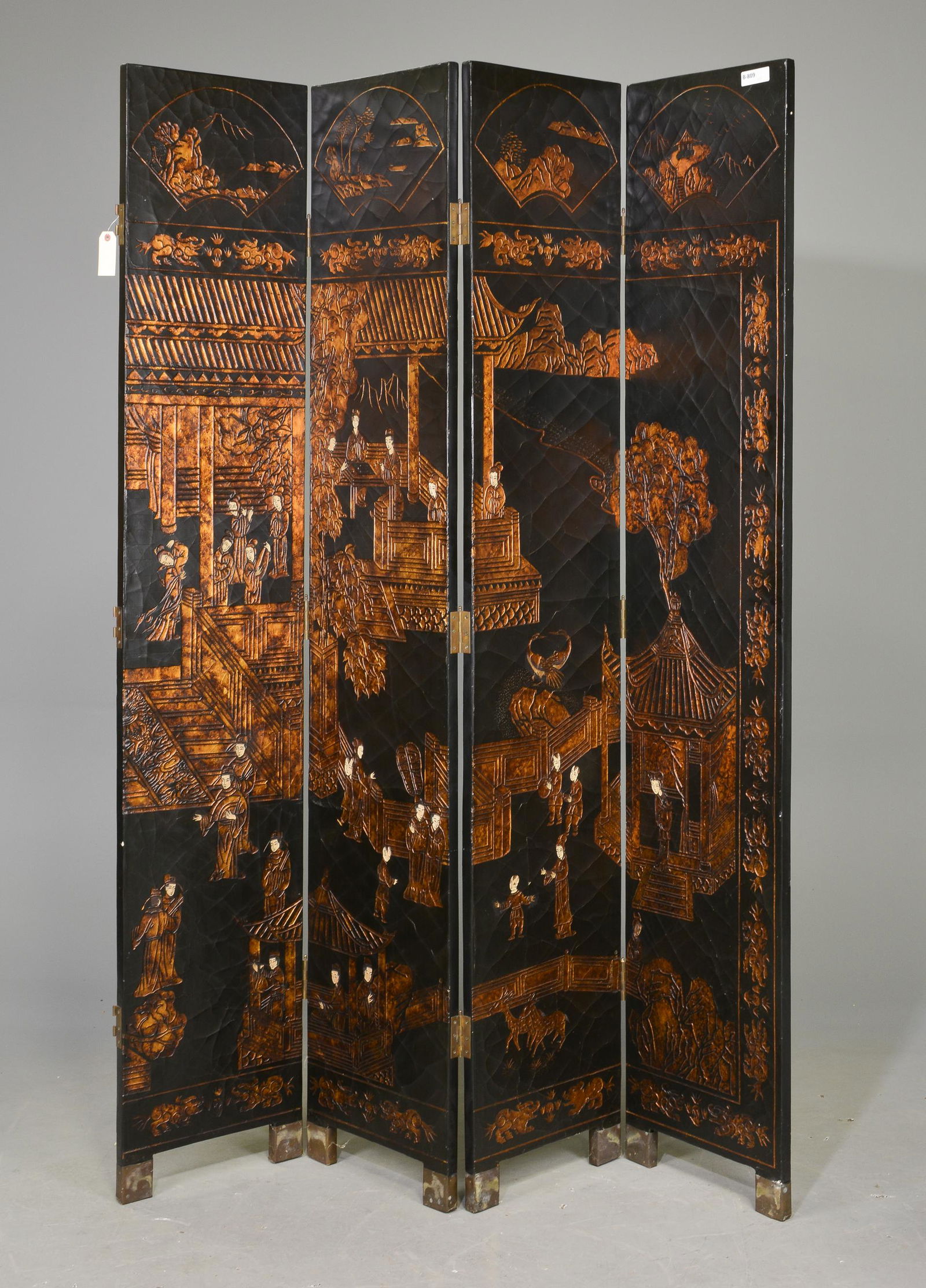 Asian 4 Panel Screen with Gold Paint (1 of 6)