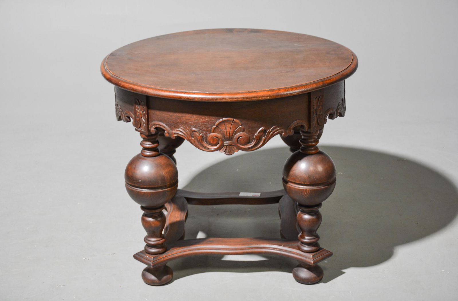 British Carved Oak Round Table (1 of 3)