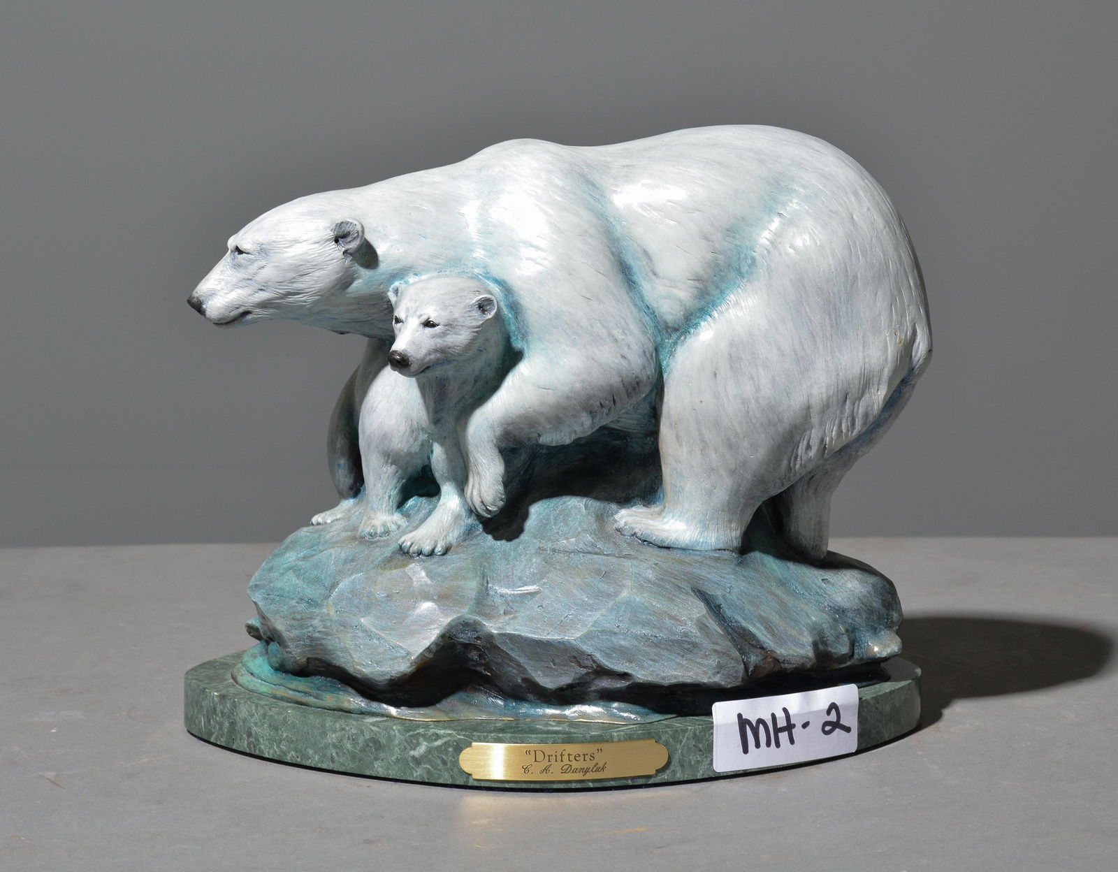 Polar Bear Bronze on Marble - Drifters by C. Danyluk (1 of 6)