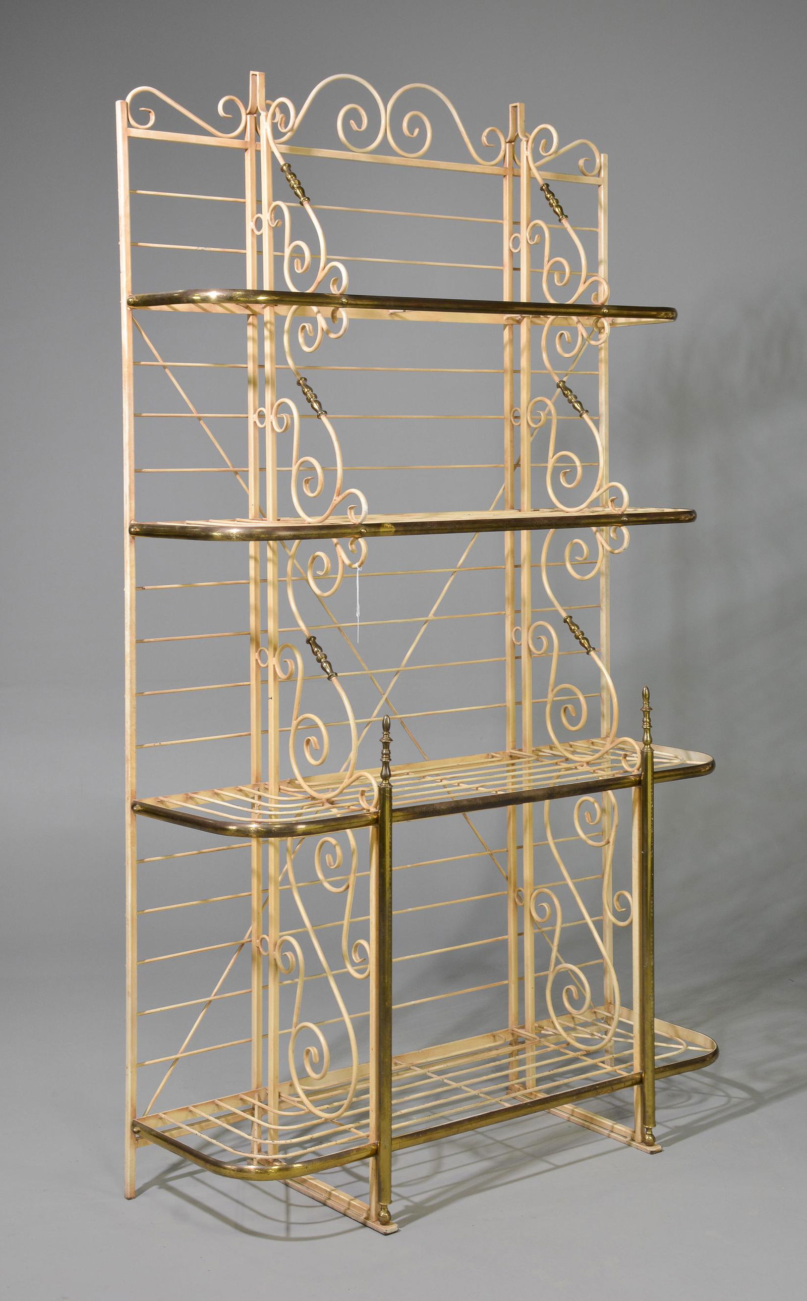 Vintage Painted Metal & Brass French Bakers Rack (1 of 4)