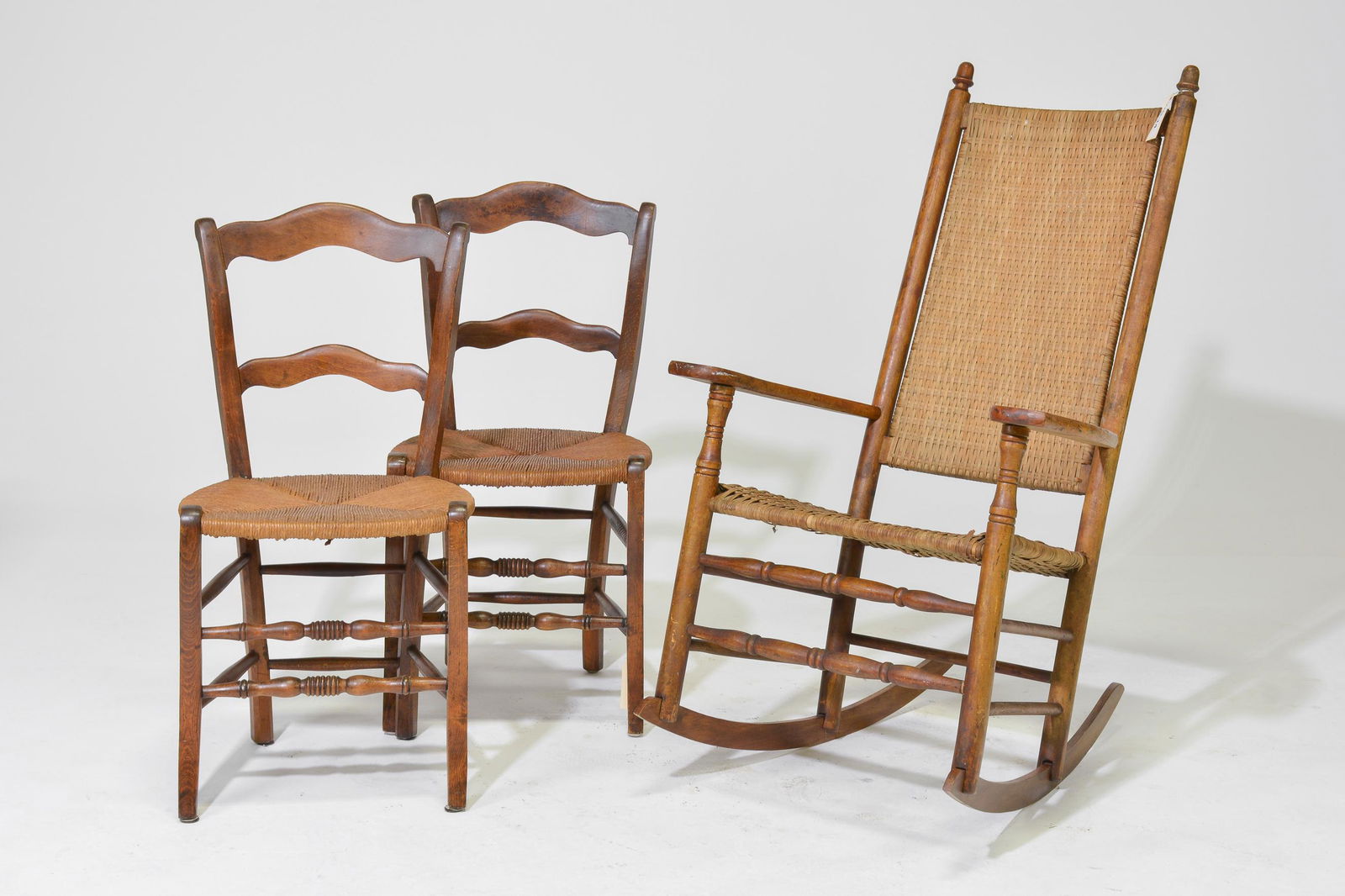 American Rocker & 2 Rush Seat Side Chairs (1 of 6)