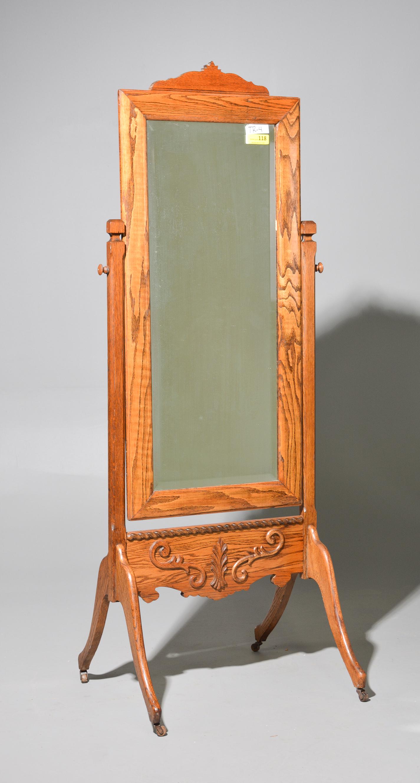 American Oak Free Standing Dressing Mirror (1 of 5)