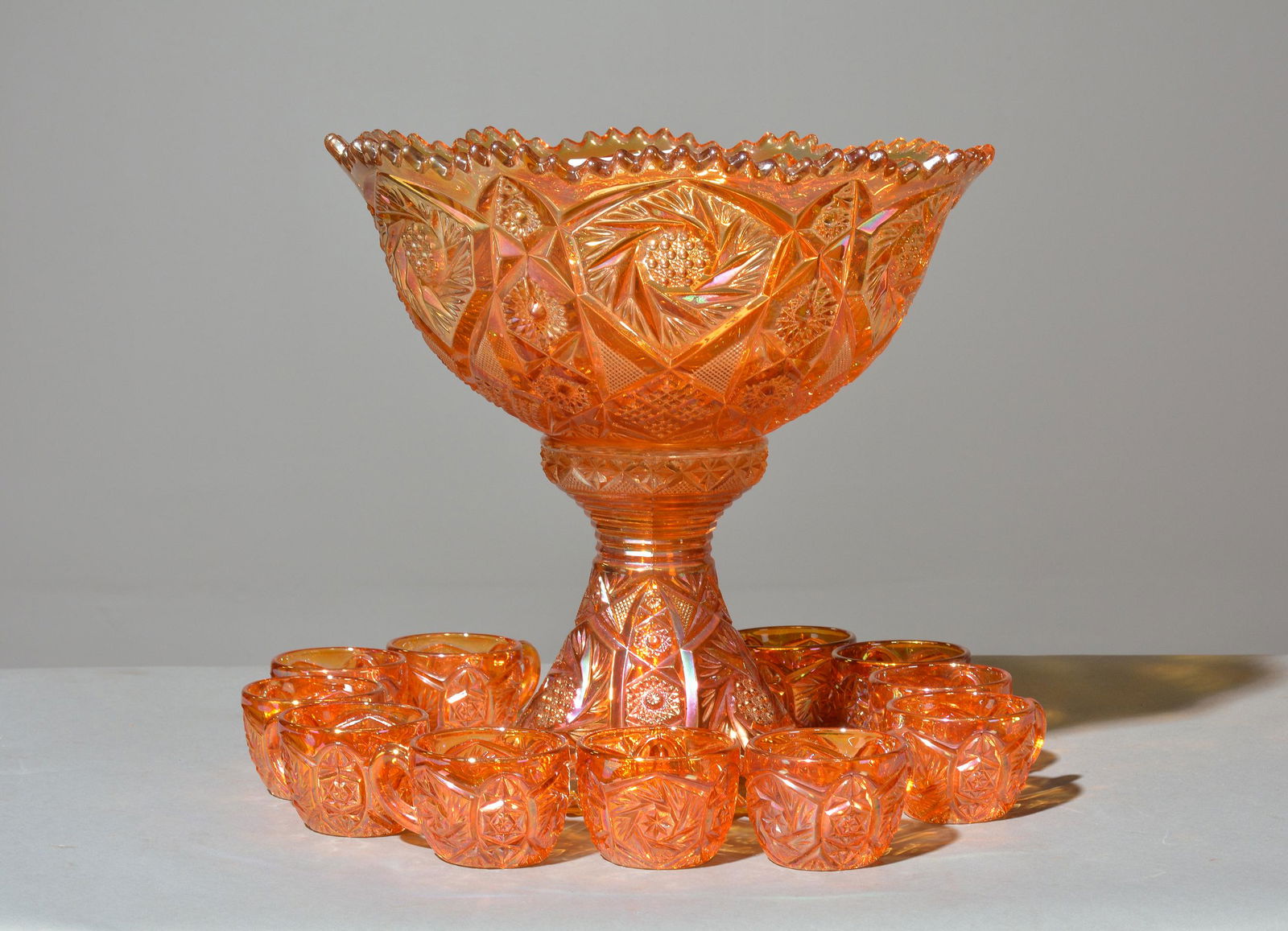 Imperial Carnival Glass Punch Bowl Set (1 of 6)