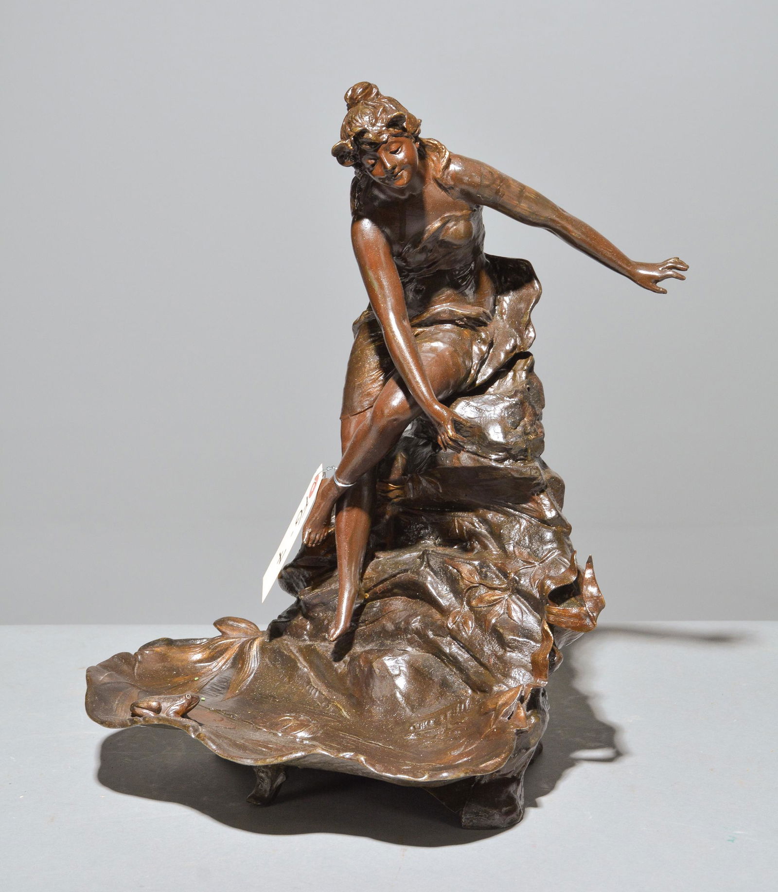 Art Nouveau Lady with Frog Spelter Figure (1 of 4)