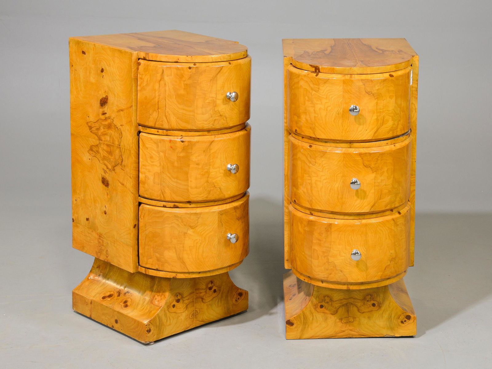 2 Art Deco Style Burled Wood 3 Drawer Chests (1 of 4)