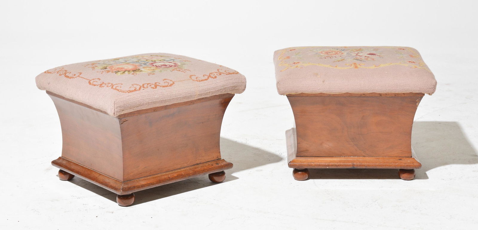 2 Needlepoint Mahogany Lift Top Stools (1 of 5)