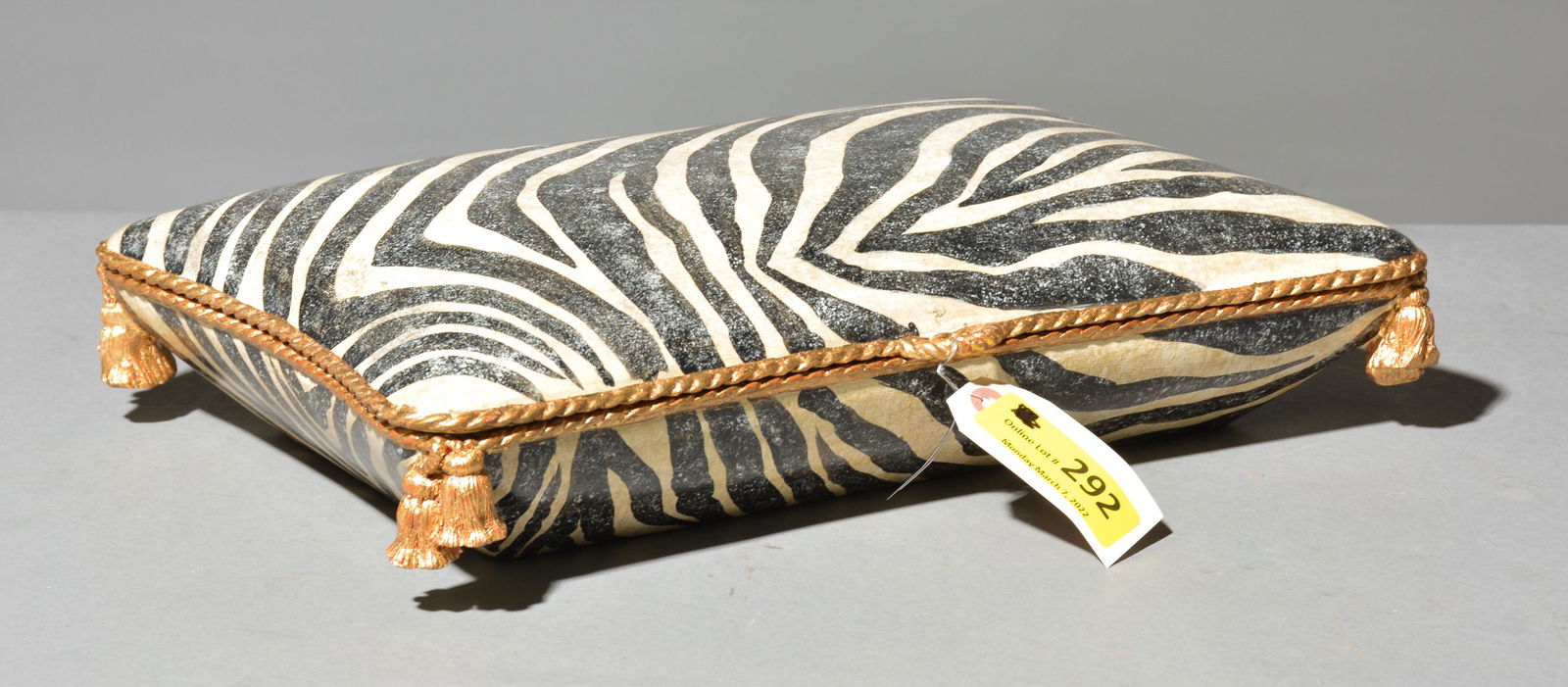 New Item, Castilian Lift Top Zebra Print Pillow Box (1 of 3)