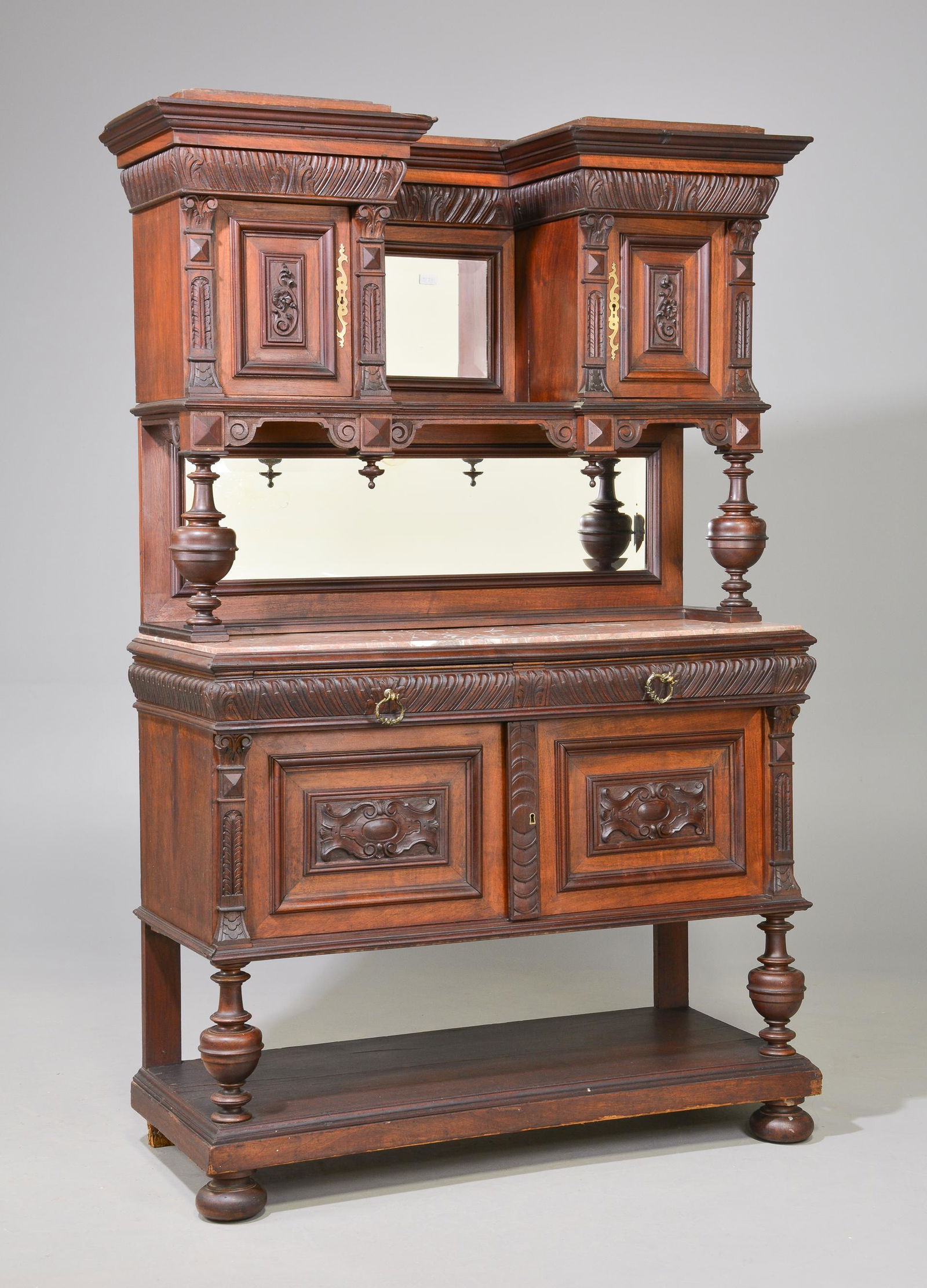 Henri II Style Marble Top Double Buffet (1 of 9)