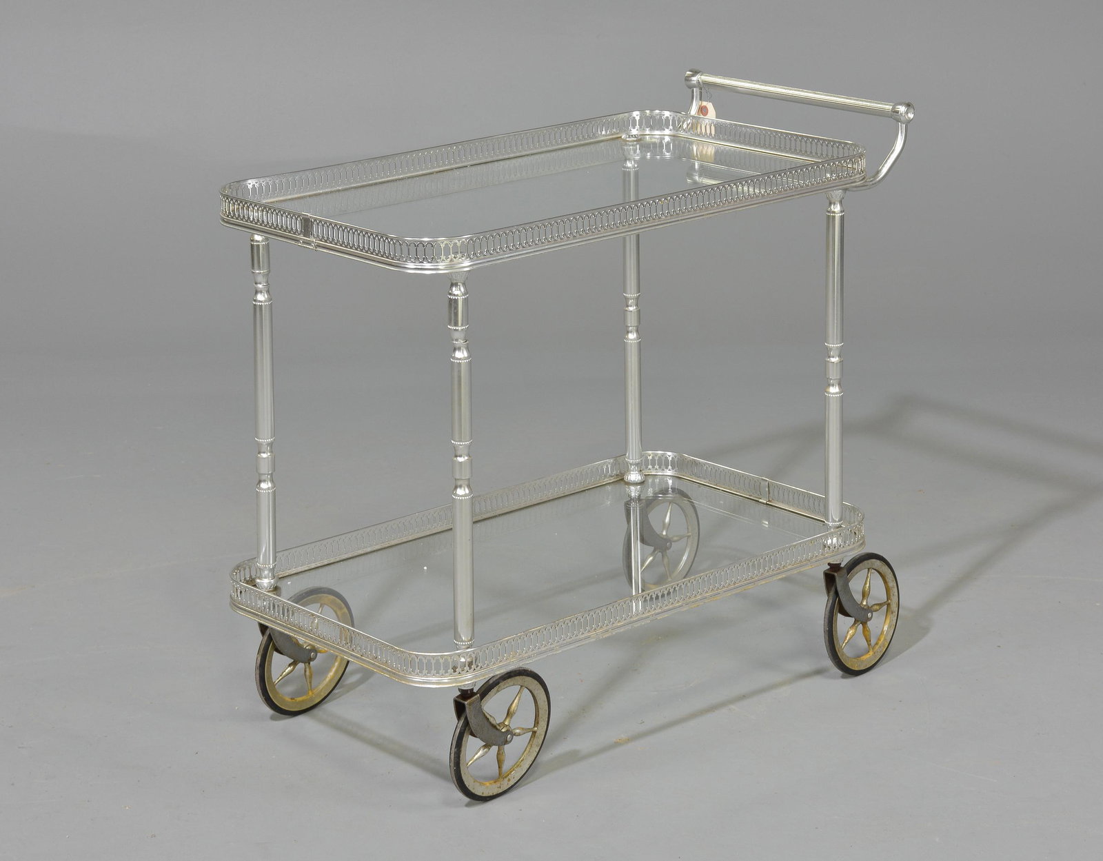 Mid Century Modern Chrome Cocktail Cart: Danish Modern Style Chrome Cocktail Cart - 28 in tall x 30 x 17