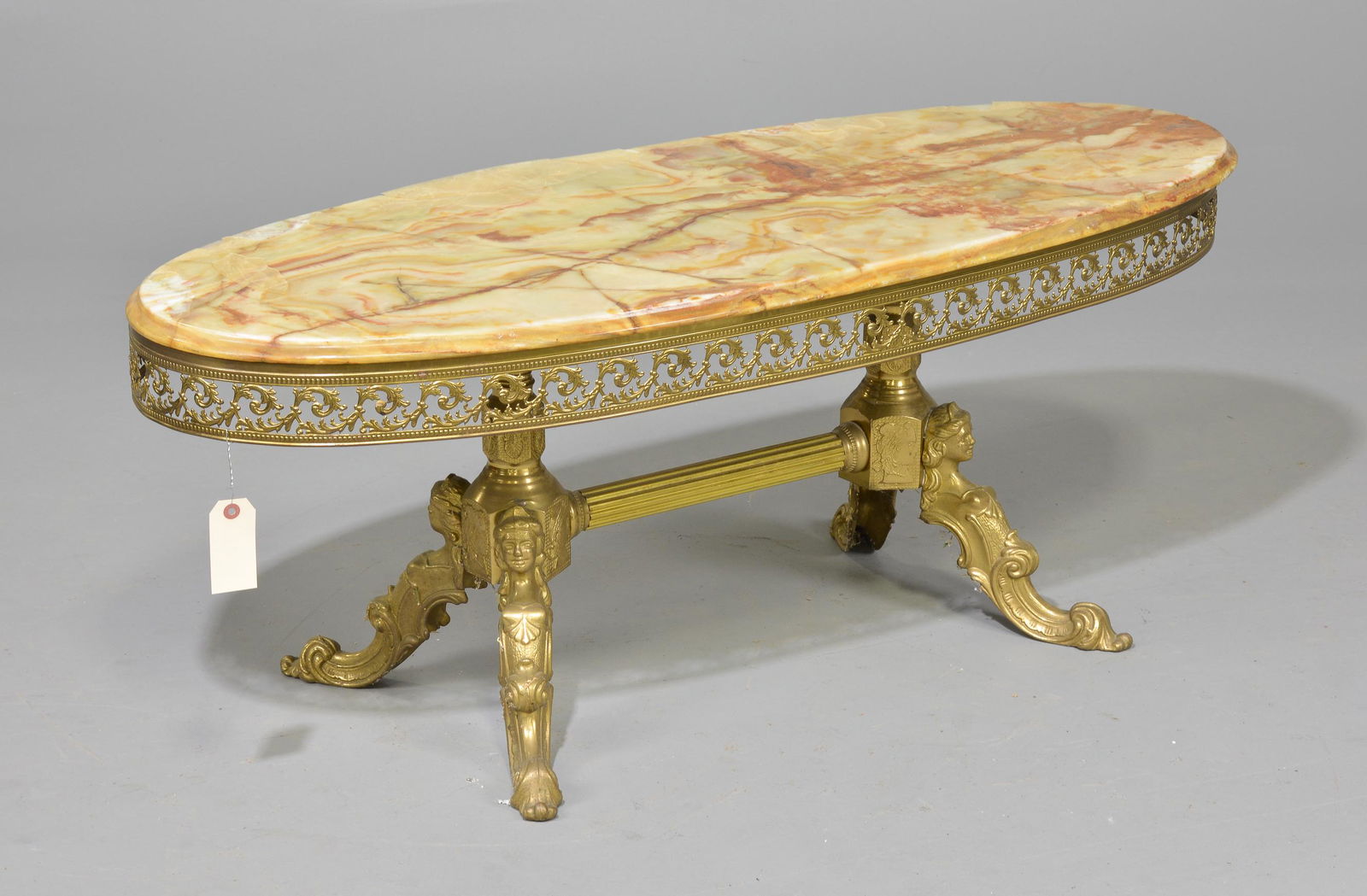Oval Onyx Top Coffee Table with Brass Base (1 of 3)