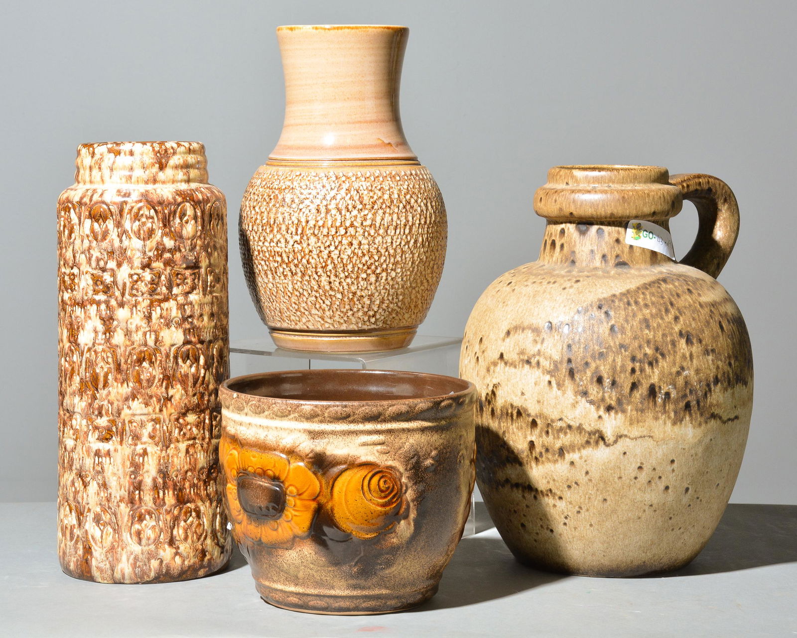 4pcs West German Pottery Vases / Pot (1 of 8)