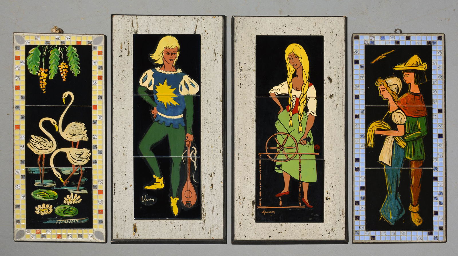 4pcs Painted Tile Art Panels (1 of 8)