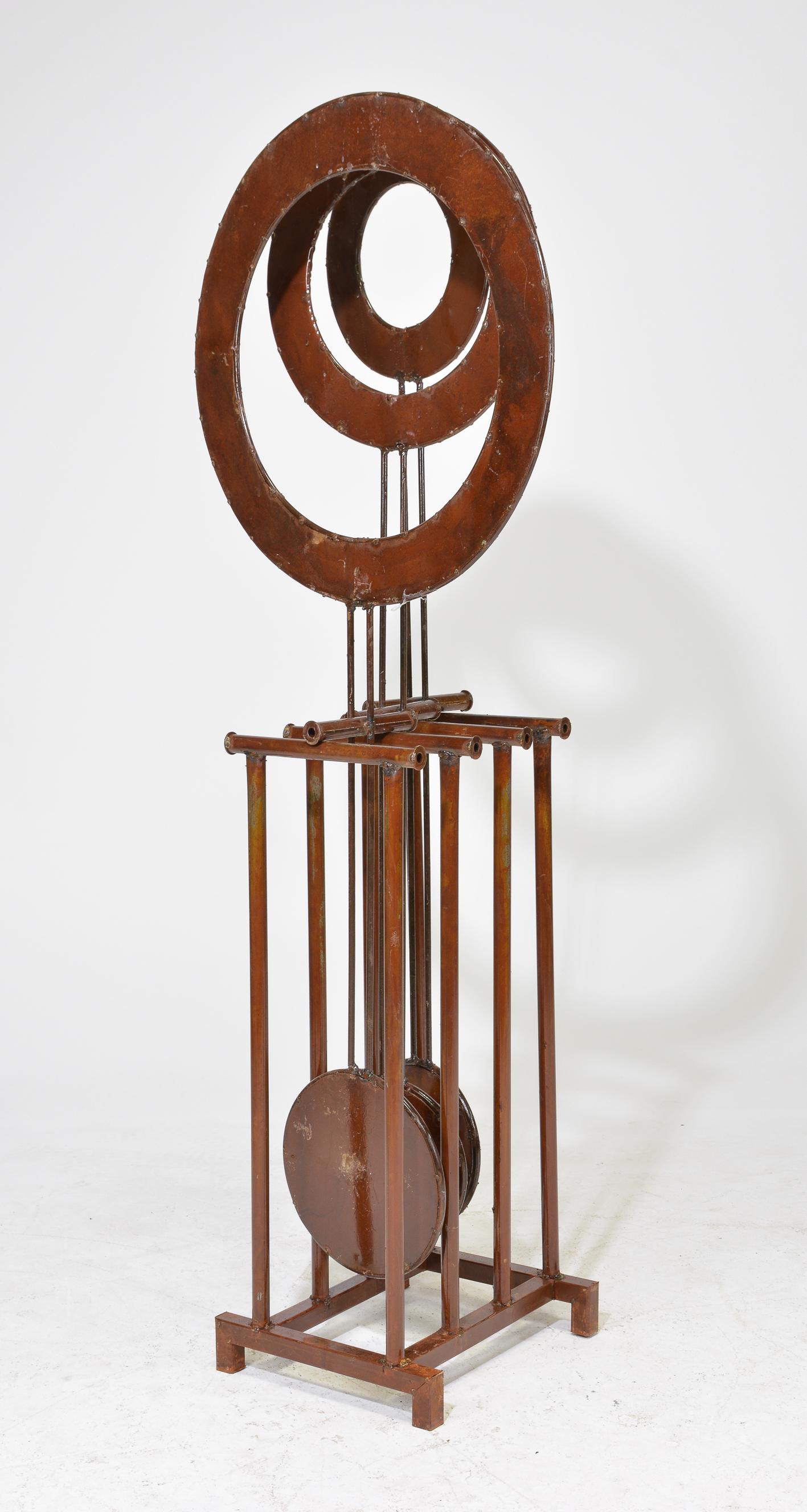 Metal Outdoor Kinetic Art Pendulum Sculpture: Metal Outdoor Kinetic Art Pendulum Sculpture - 68 in tall x 18 x 20