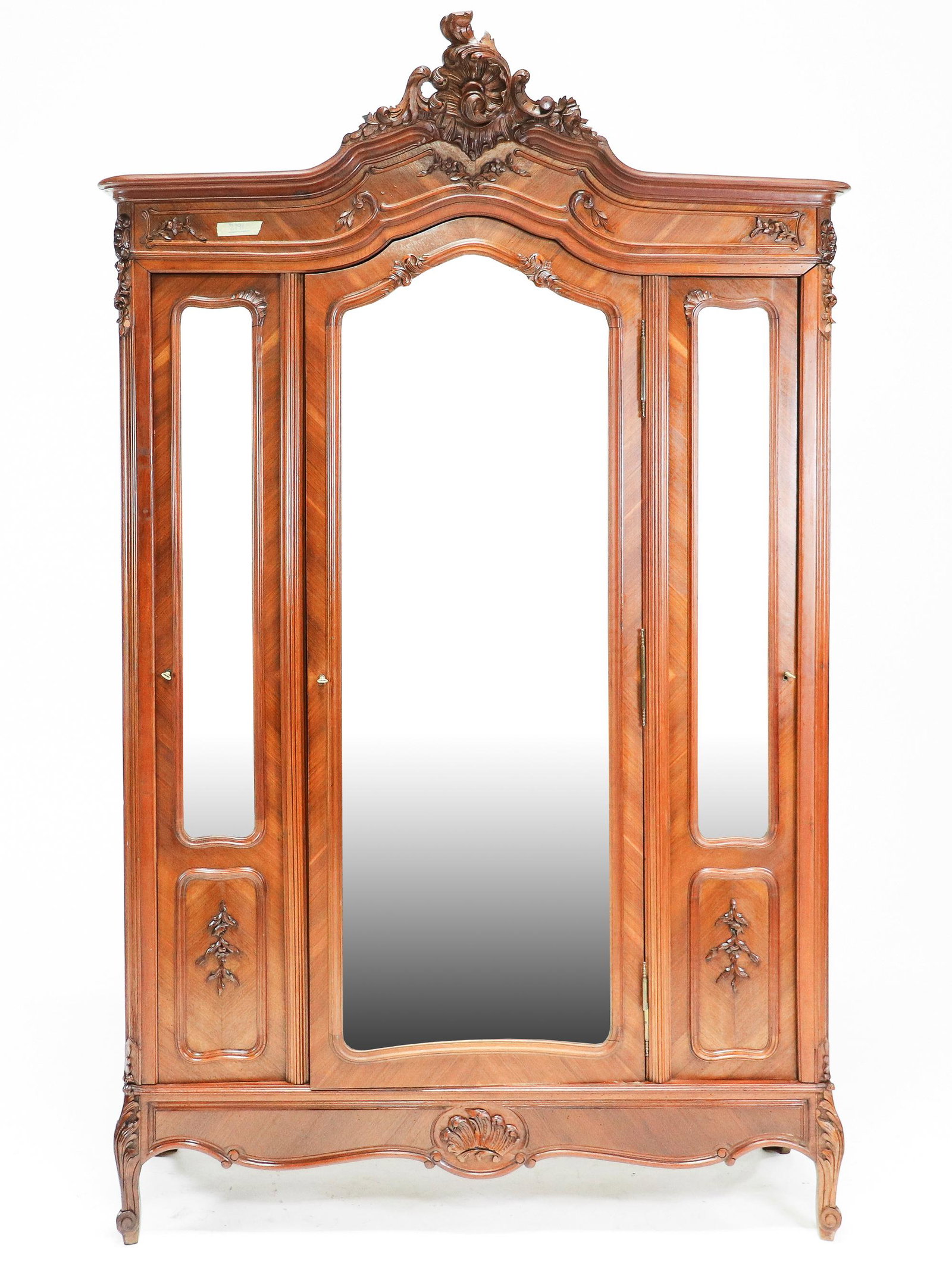 Louis XV Style Walnut Triple Door Armoire (1 of 9)