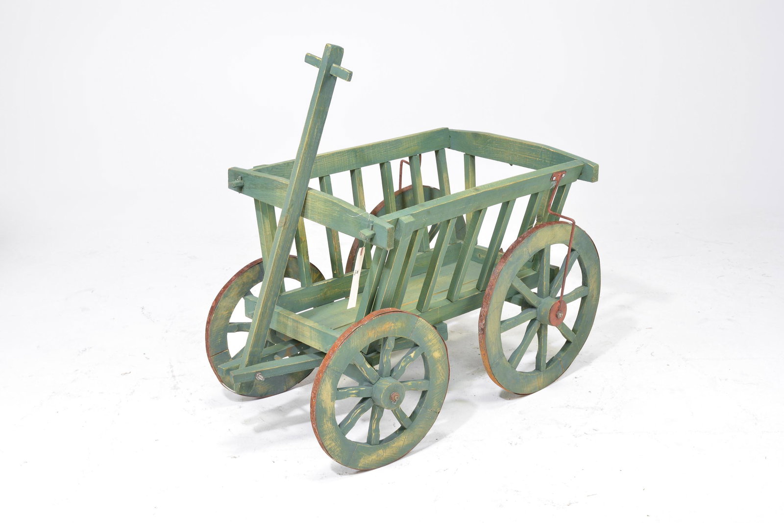 Green Painted Dog Cart: Green Painted Dog Cart - 36 in tall x 38 x 24 - Measurement includes handle when up
