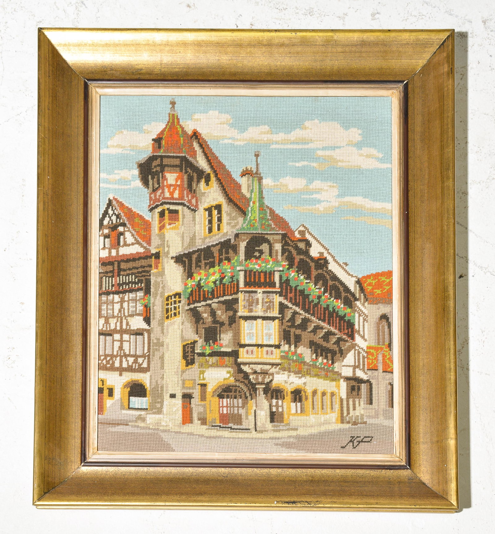 Framed Gros Point Architectural Tapestry (1 of 3)