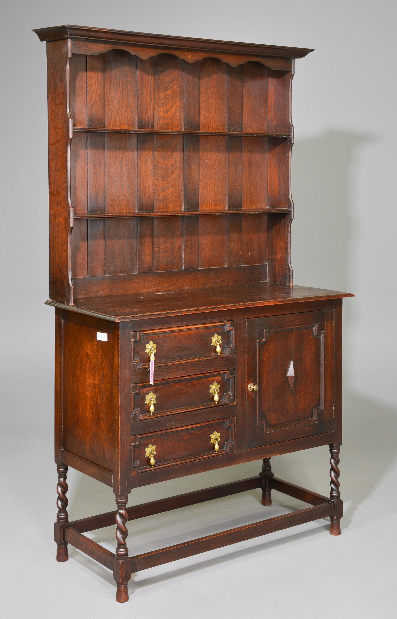 British Oak Barley Twist Plate Rack Dresser (1 of 3)